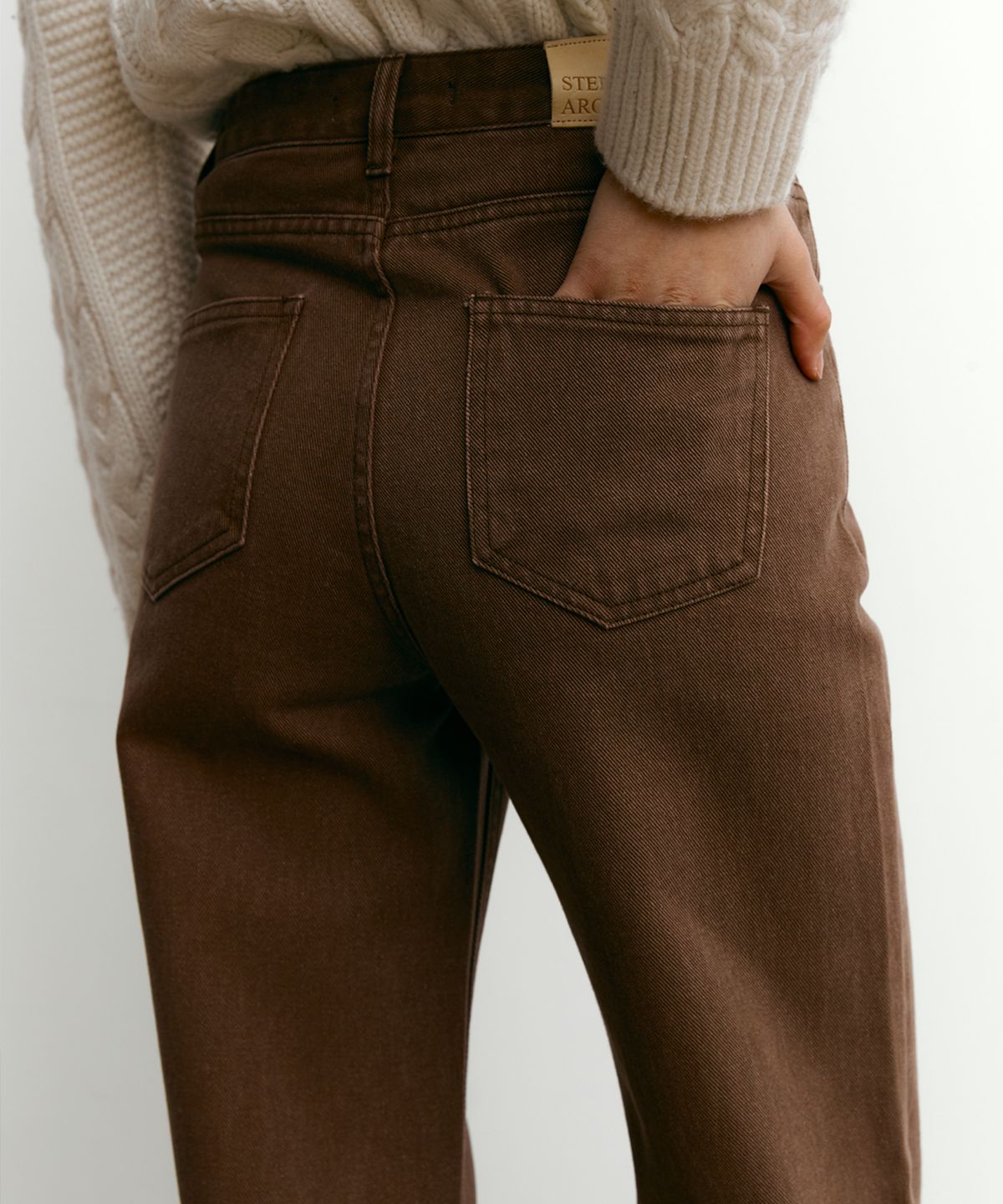 스텝어라운드(STEP AROUND) Straight fit washing cation pants [BROWN]