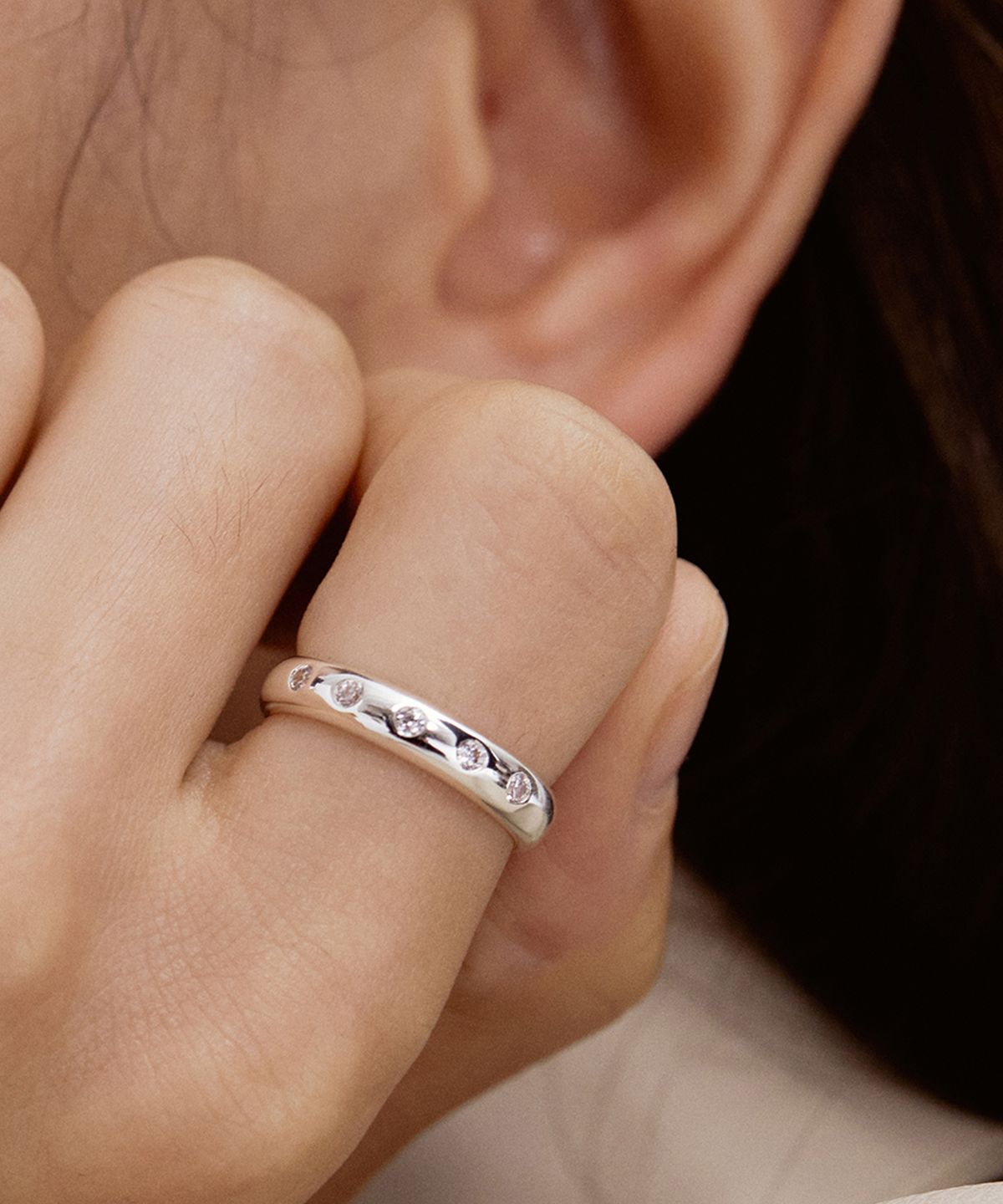 타티아나(TATIANA) (SILVER925) Dot Cubic Ring CR1819