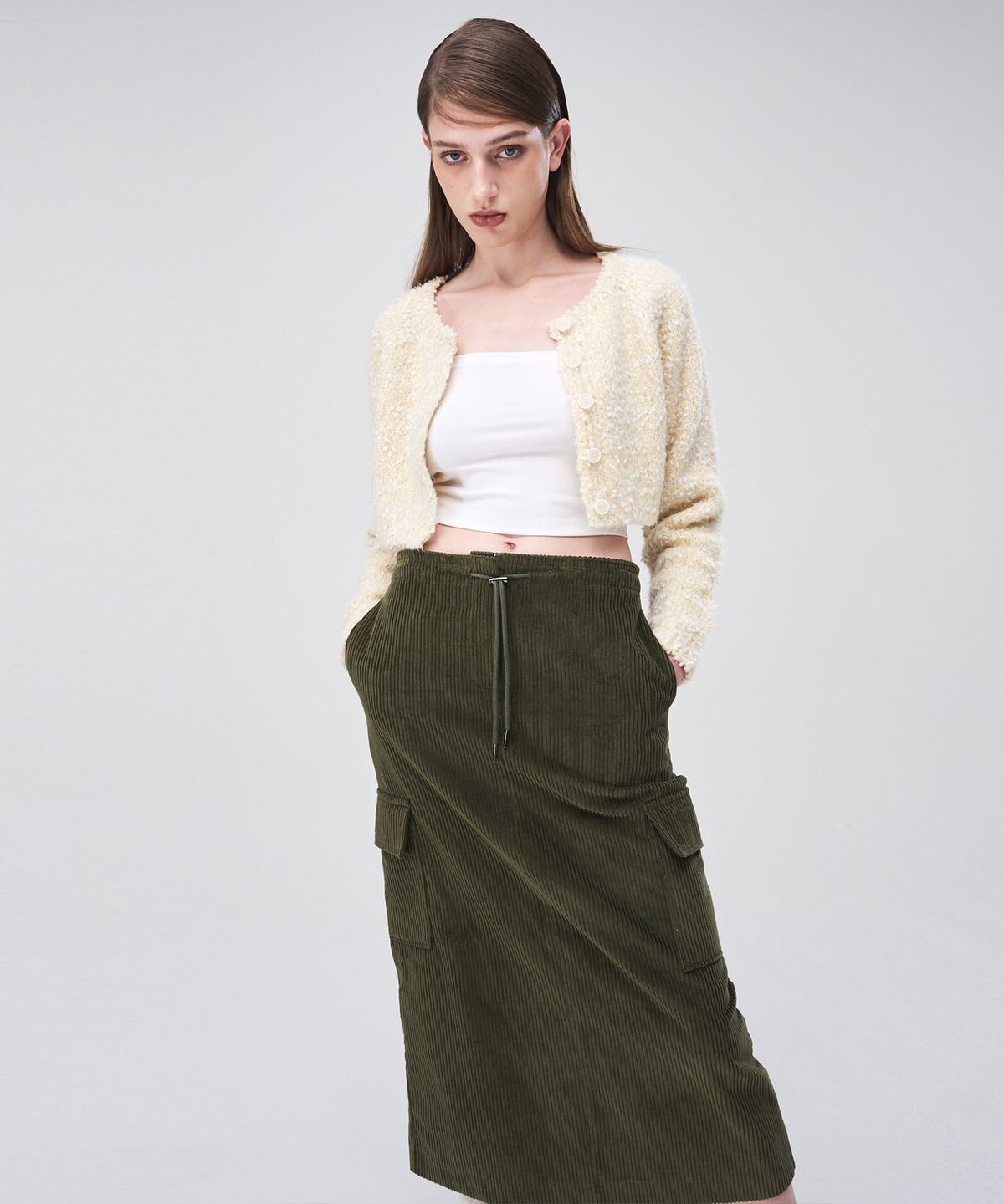 에트몽(ETMON) Snow Crop Knit Cardigan  Cream Yellow