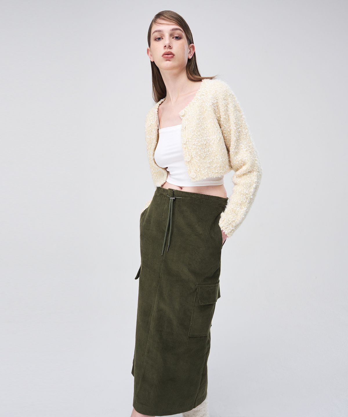 에트몽(ETMON) Snow Crop Knit Cardigan  Cream Yellow