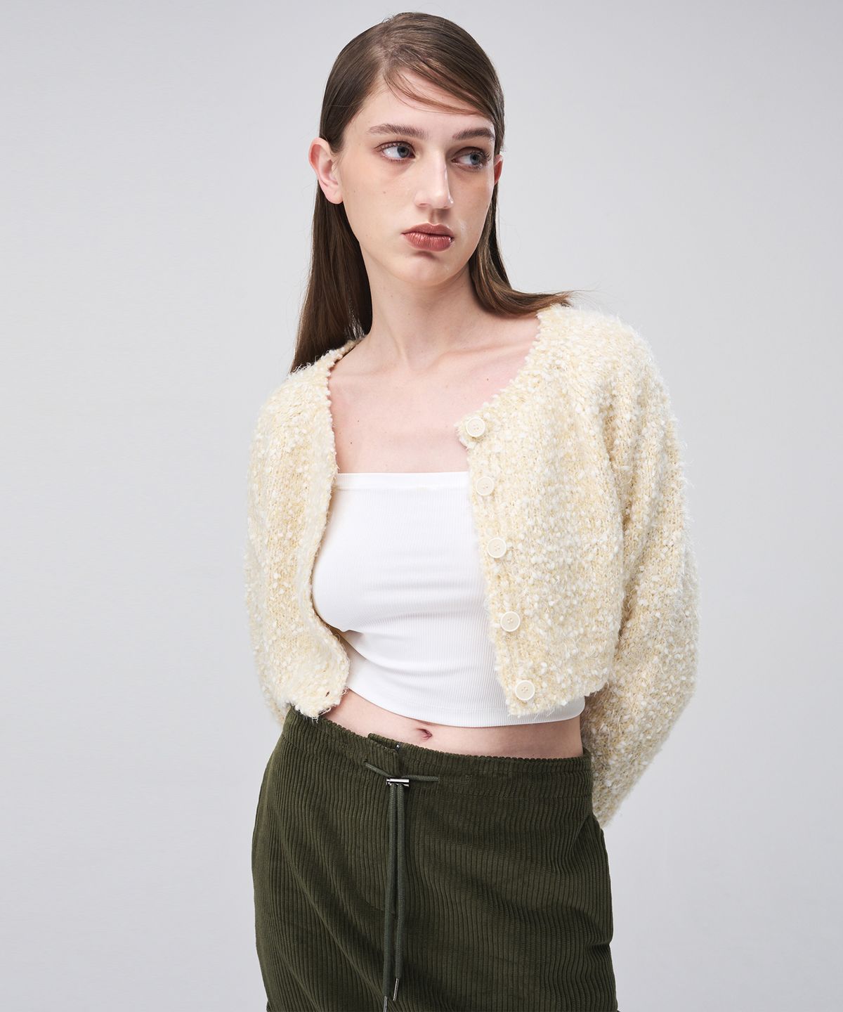 에트몽(ETMON) Snow Crop Knit Cardigan  Cream Yellow