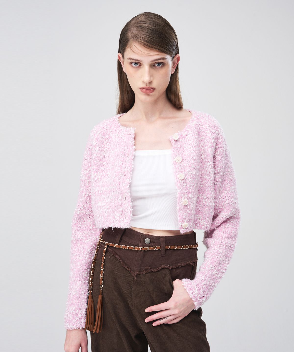 에트몽(ETMON) Snow Crop Knit Cardigan  Lavender Pink