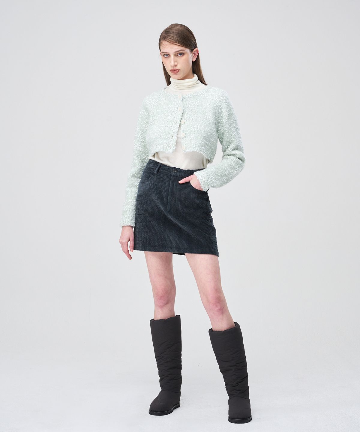 에트몽(ETMON) Snow Crop Knit Cardigan  Light Mint