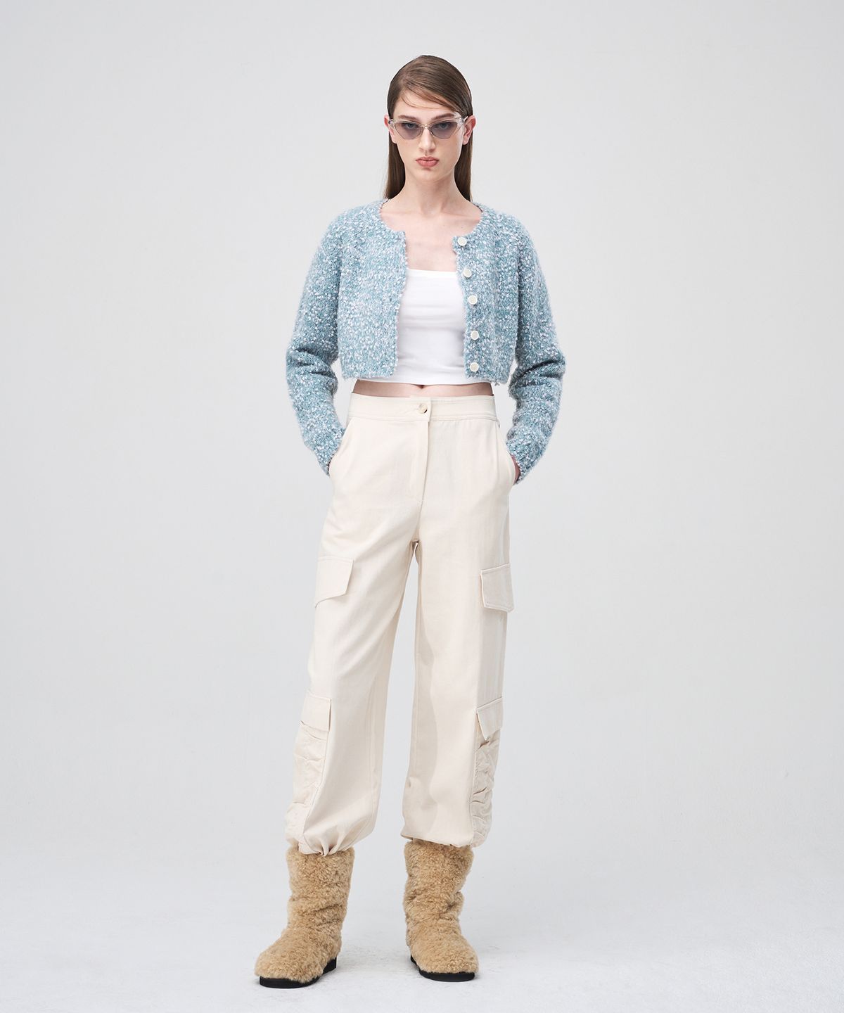 에트몽(ETMON) Snow Crop Knit Cardigan  Blue Green