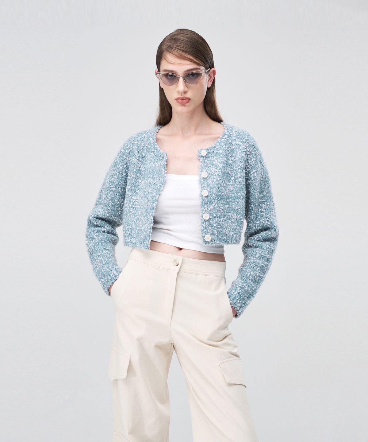 에트몽(ETMON) Snow Crop Knit Cardigan  Blue Green