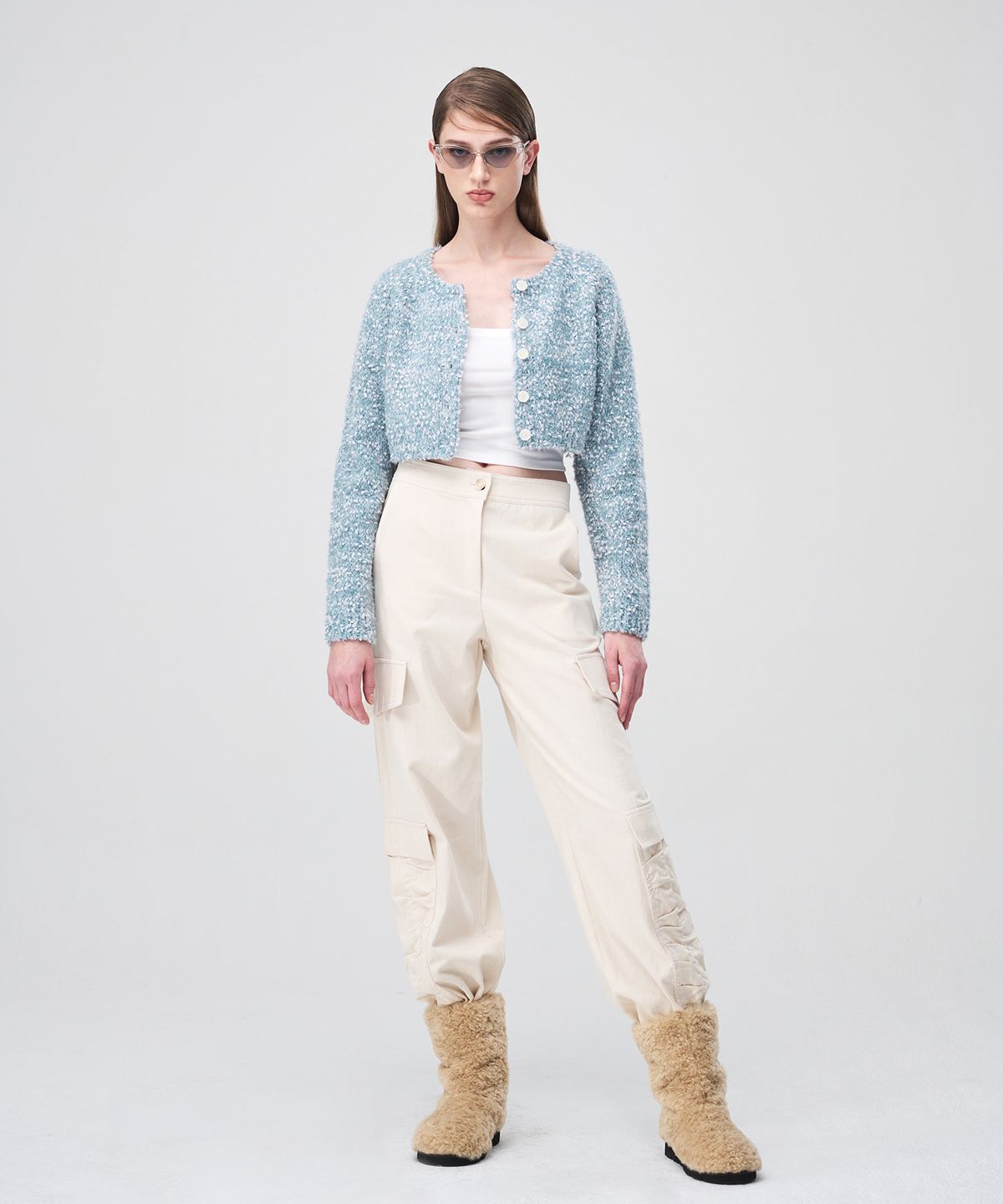에트몽(ETMON) Snow Crop Knit Cardigan  Blue Green