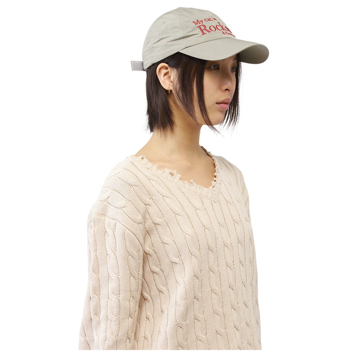 조거쉬(JOEGUSH) Rockstar cat Nylon cap (Beige)