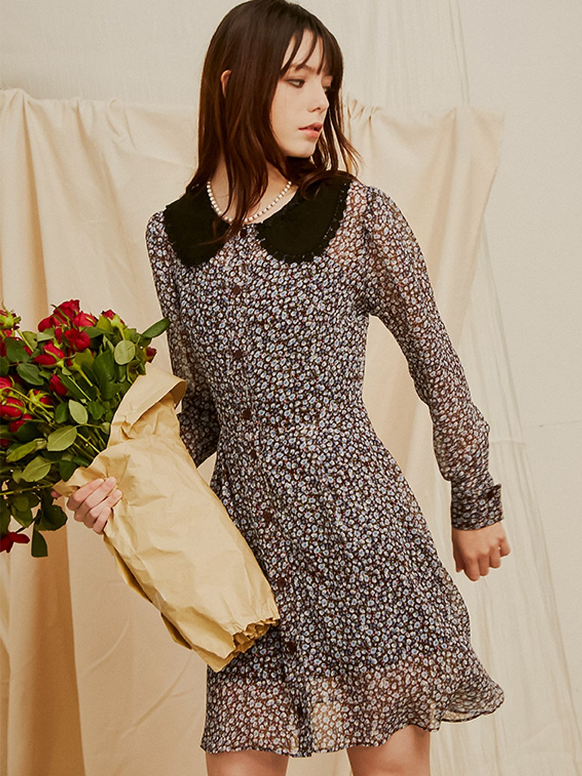 쏘리, 투 머치 러브(SORRY, TOO MUCH LOVE) Rachal Flower Flare Collar Dress_Blue