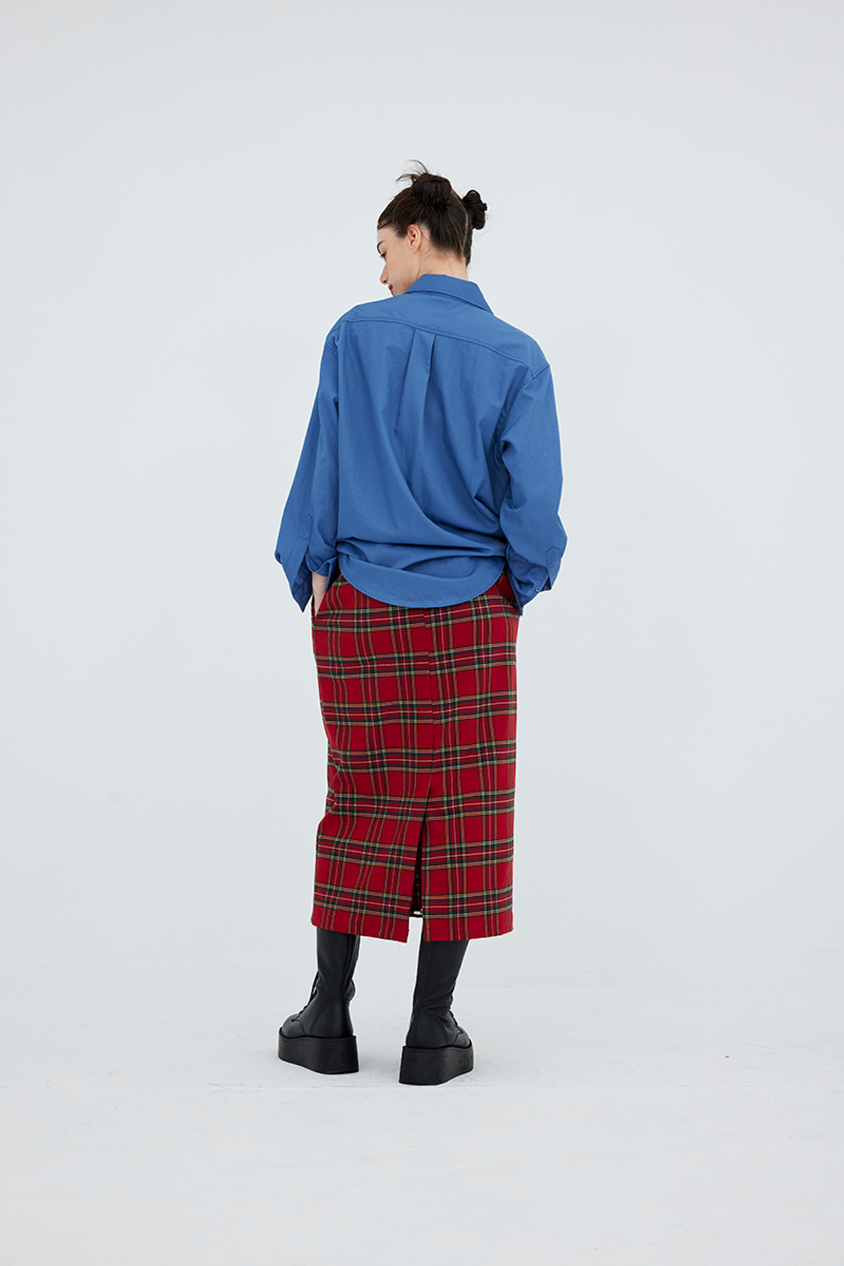 쿠키시(KOOKEESEE) 더블립 컬러 셔츠 (블루)