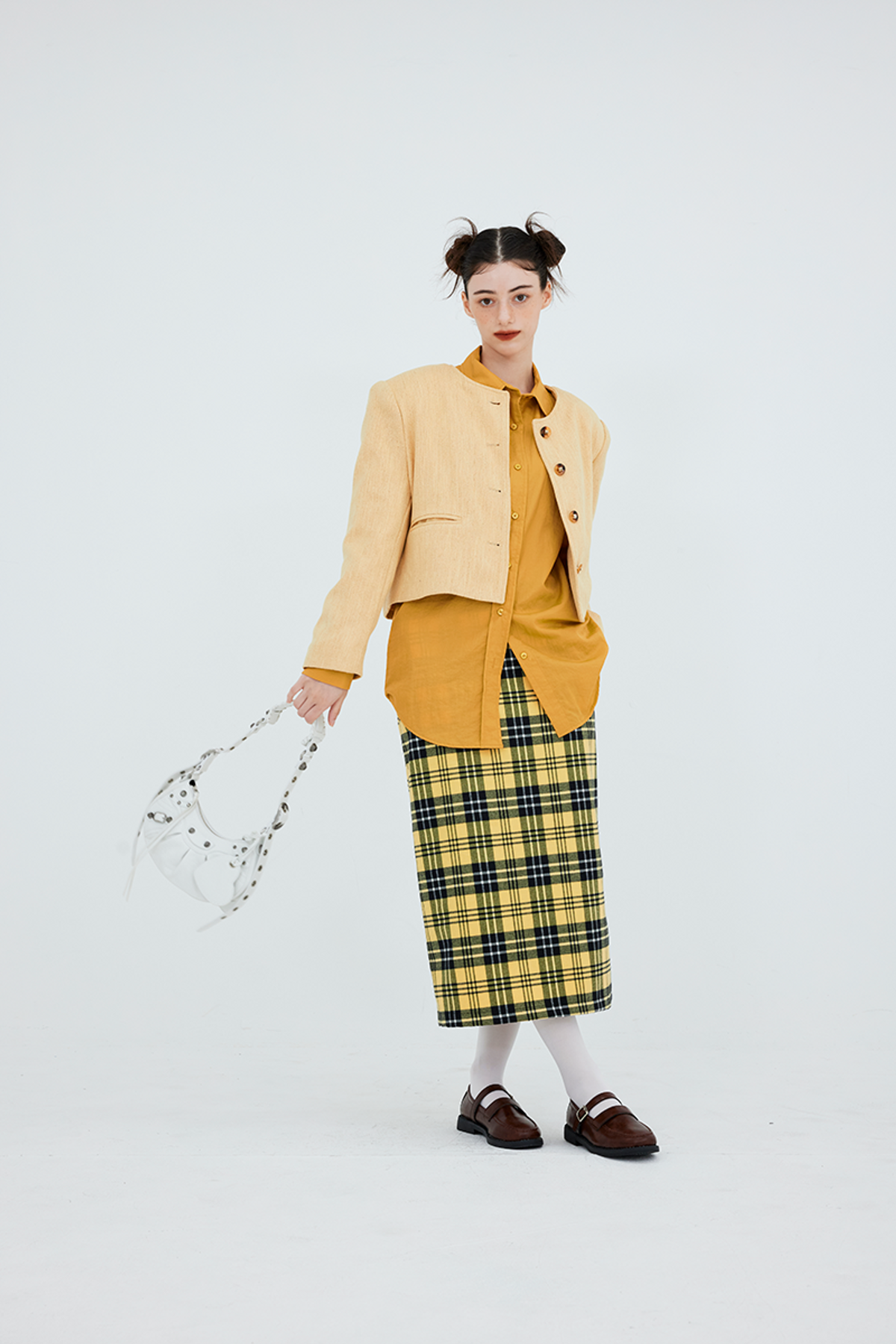 쿠키시(KOOKEESEE) 더블립 컬러 셔츠 (머스타드)