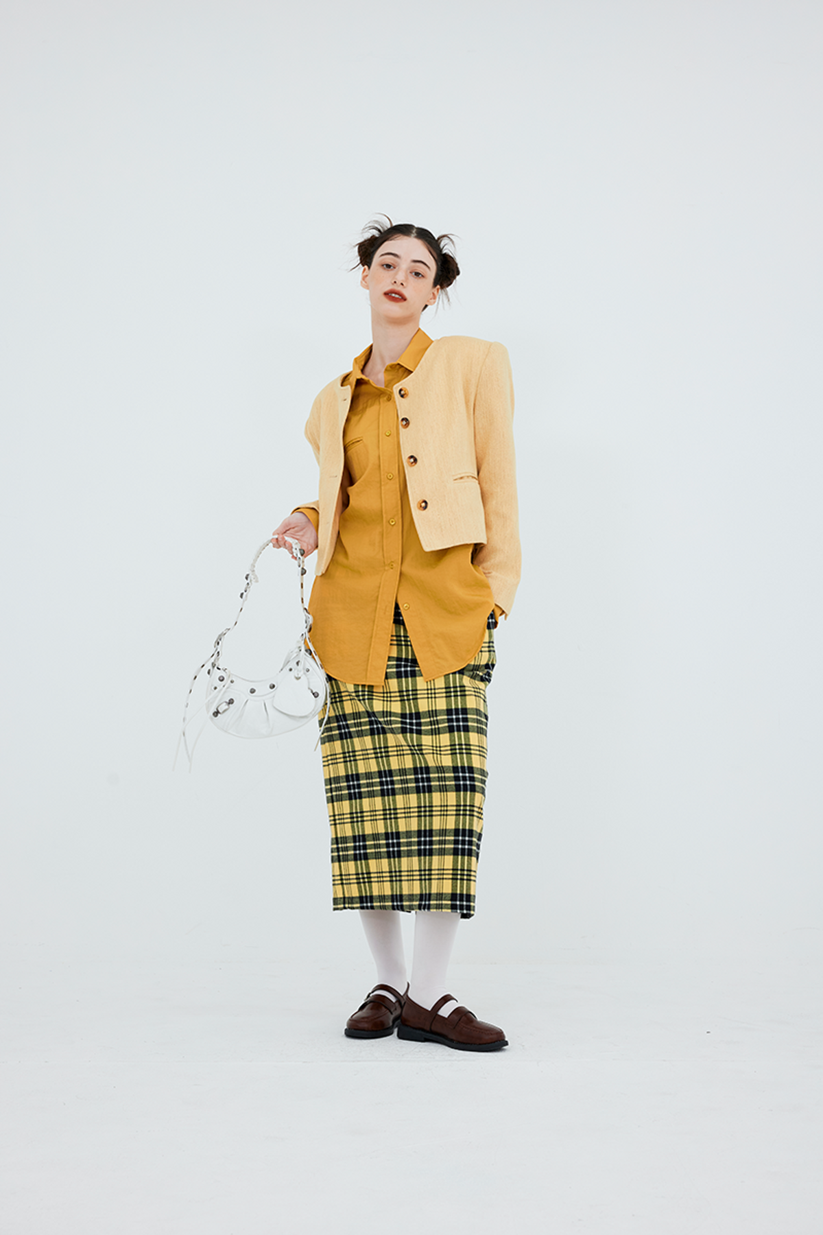 쿠키시(KOOKEESEE) 더블립 컬러 셔츠 (머스타드)