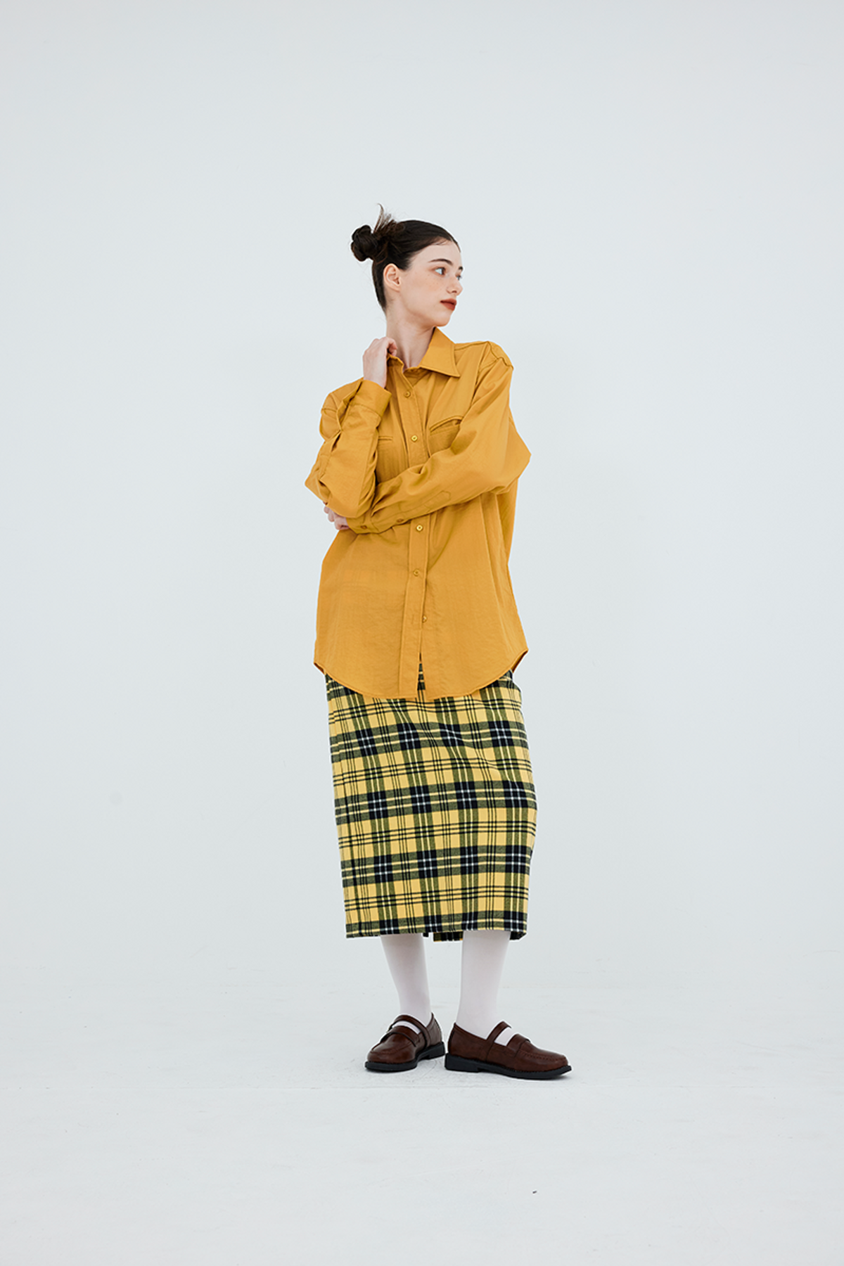 쿠키시(KOOKEESEE) 더블립 컬러 셔츠 (머스타드)