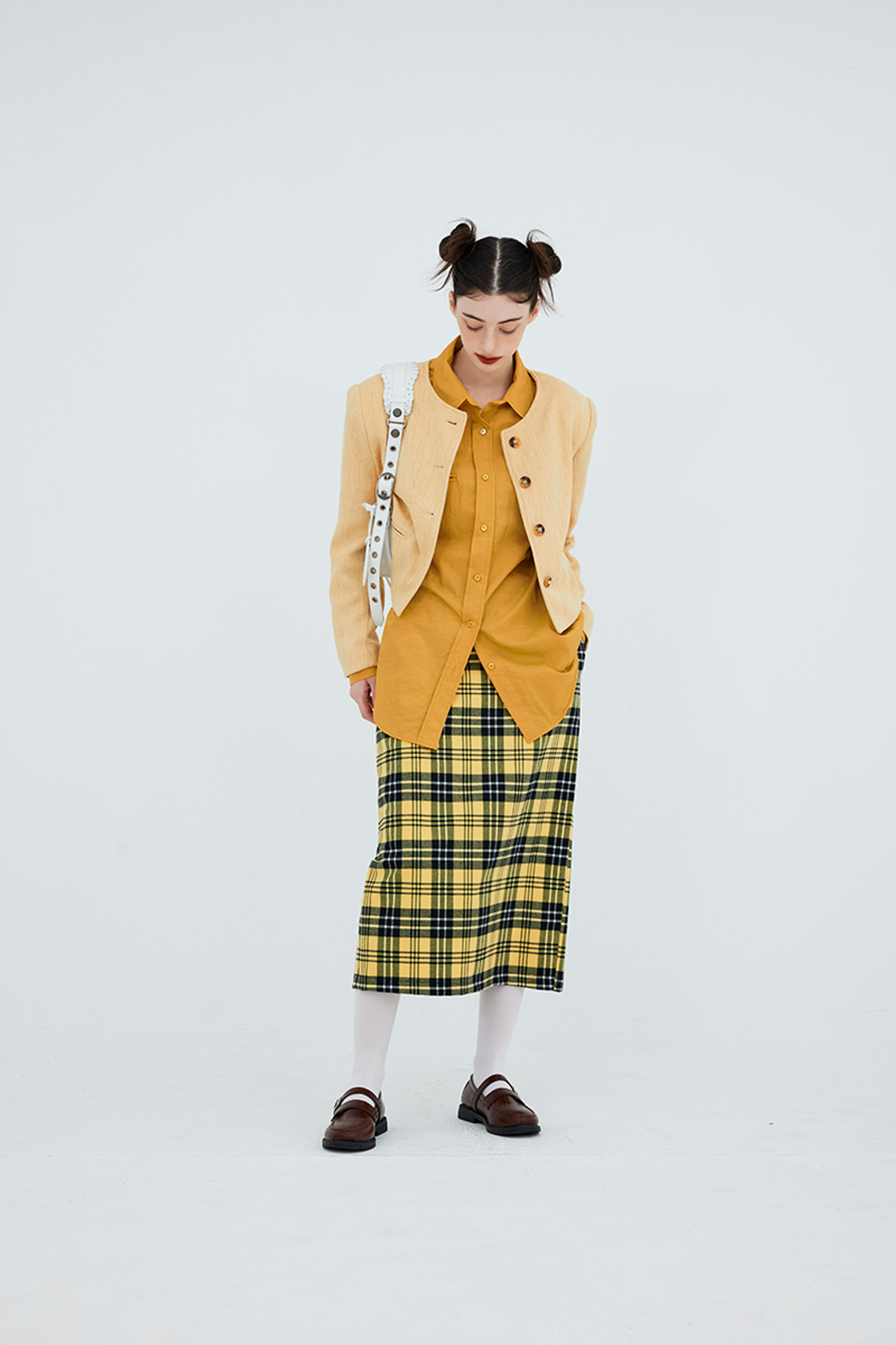 쿠키시(KOOKEESEE) 더블립 컬러 셔츠 (머스타드)