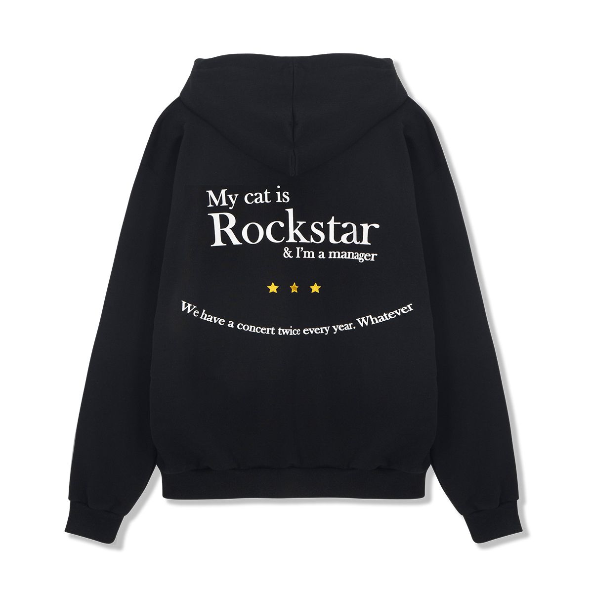 MUSINSA | JOEGUSH Smile Rockstar Hoodie Zip-Up (Black/White)