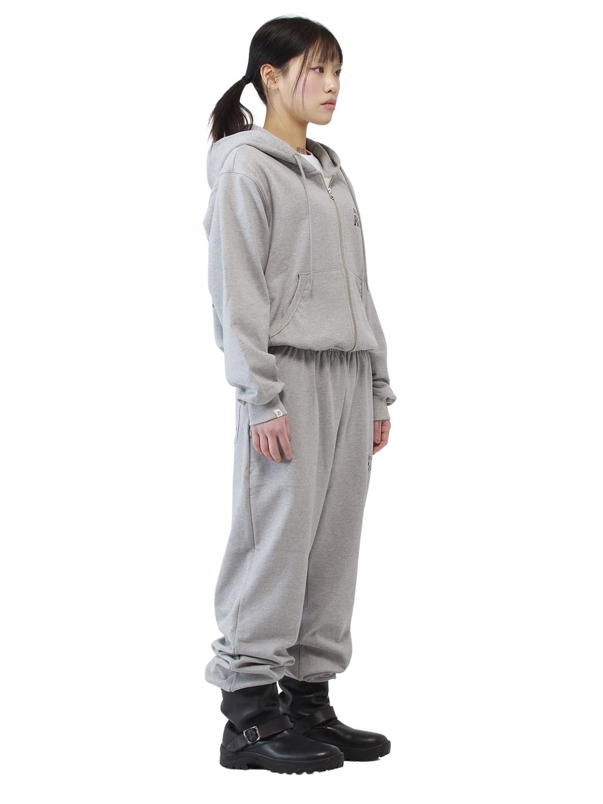 조거쉬(JOEGUSH) Smile Rockstar Hoodie Zip-Up (Grey/Black)
