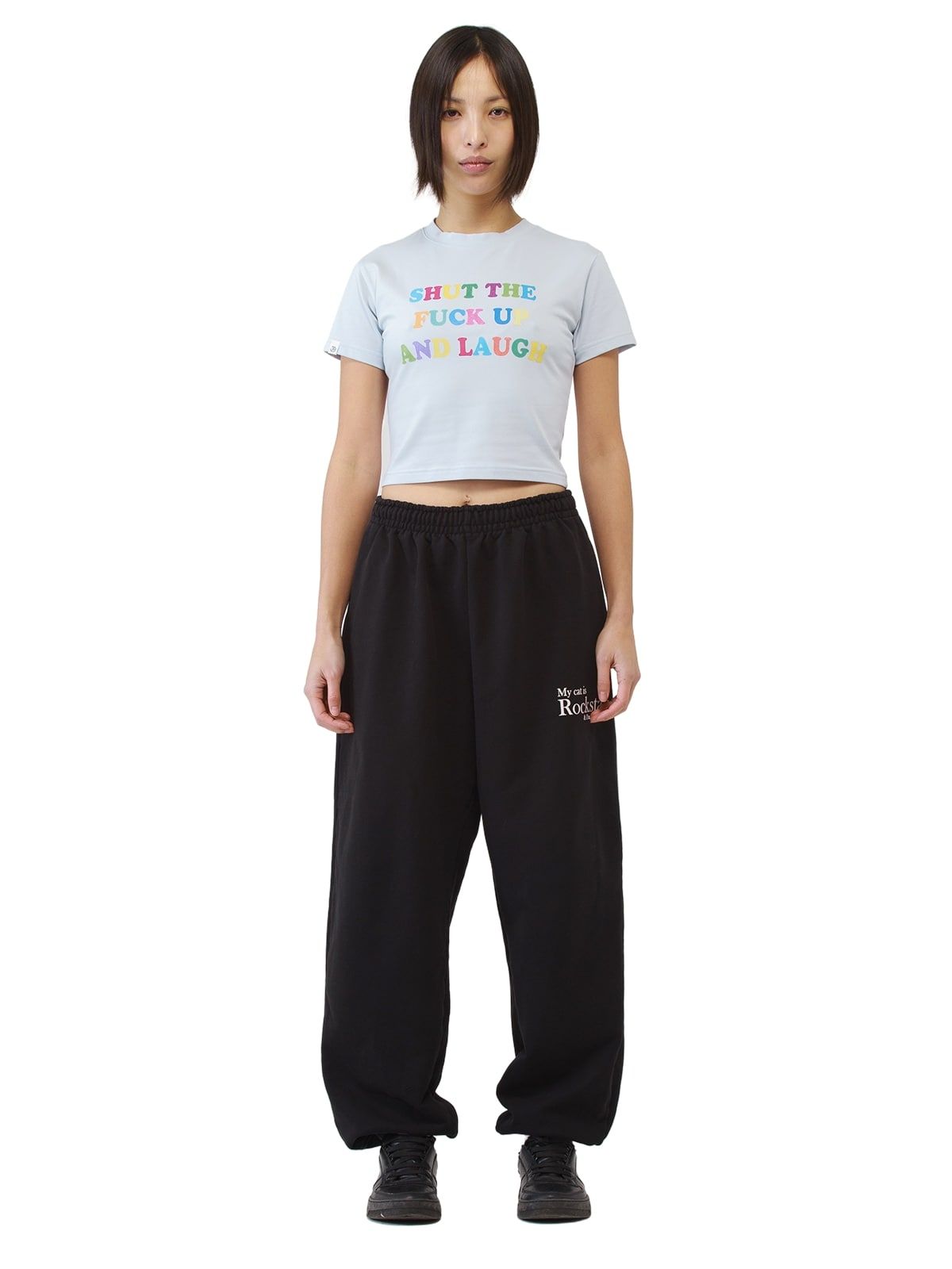 조거쉬(JOEGUSH) Smile Rockstar Sweatpants (Black/White)