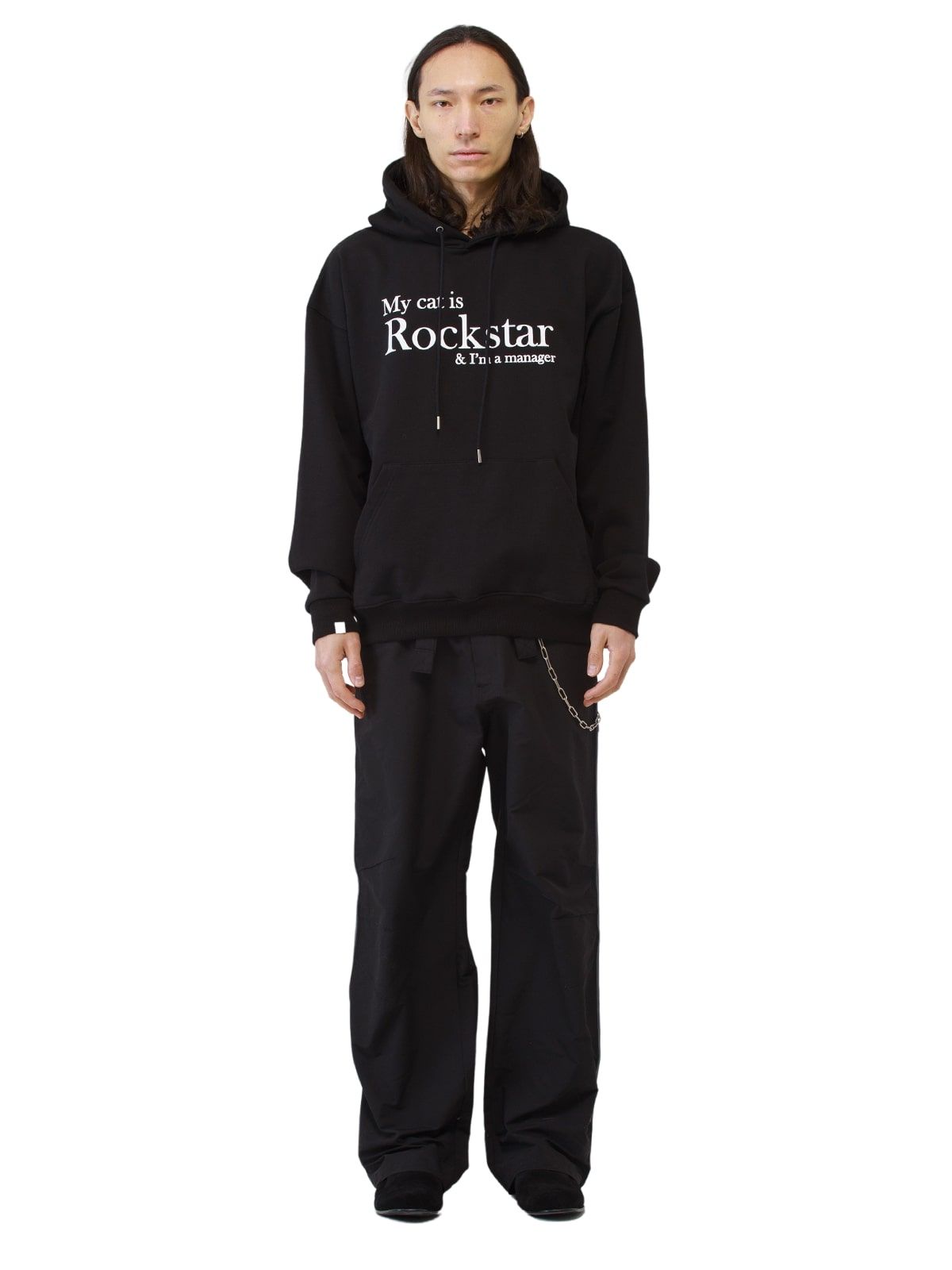 MUSINSA | JOEGUSH My cat is Rockstar Hoodie (Black/White)