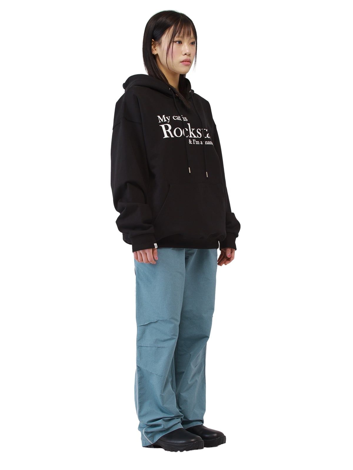 조거쉬(JOEGUSH) My cat is Rockstar Hoodie (Black/White)