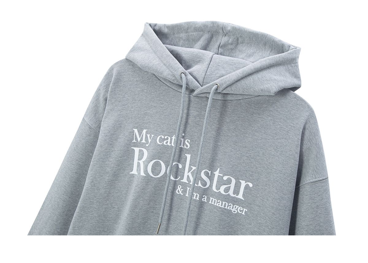 조거쉬(JOEGUSH) My cat is Rockstar Hoodie (Light grey/White)