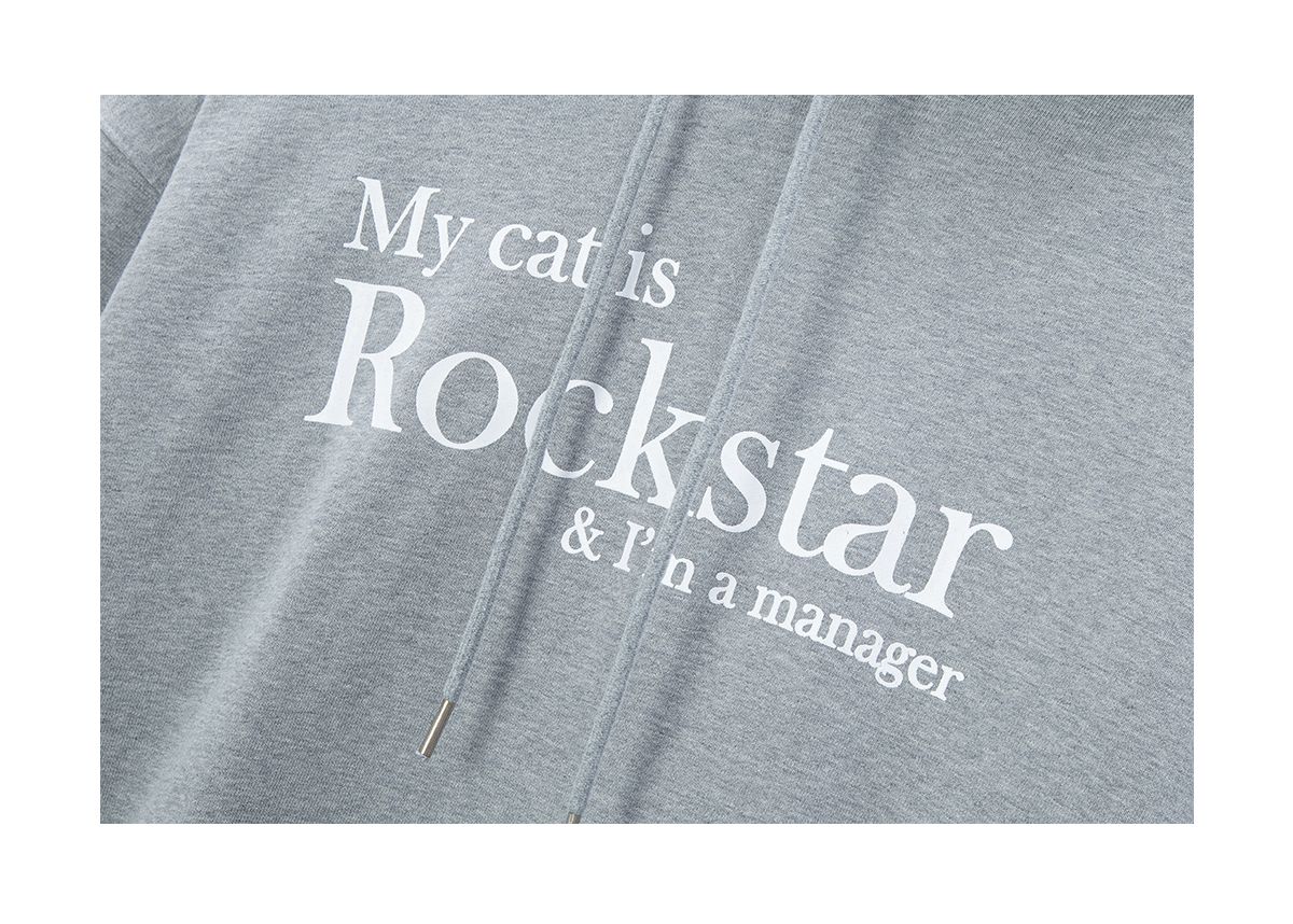 조거쉬(JOEGUSH) My cat is Rockstar Hoodie (Light grey/White)