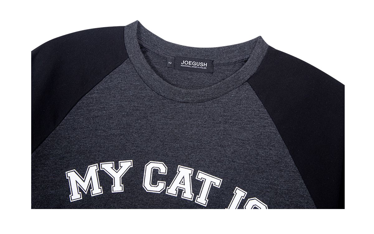 조거쉬(JOEGUSH) My cat is Rockstar Raglan T-shirt (HERITAGE VER.) (Charcoal/Black)