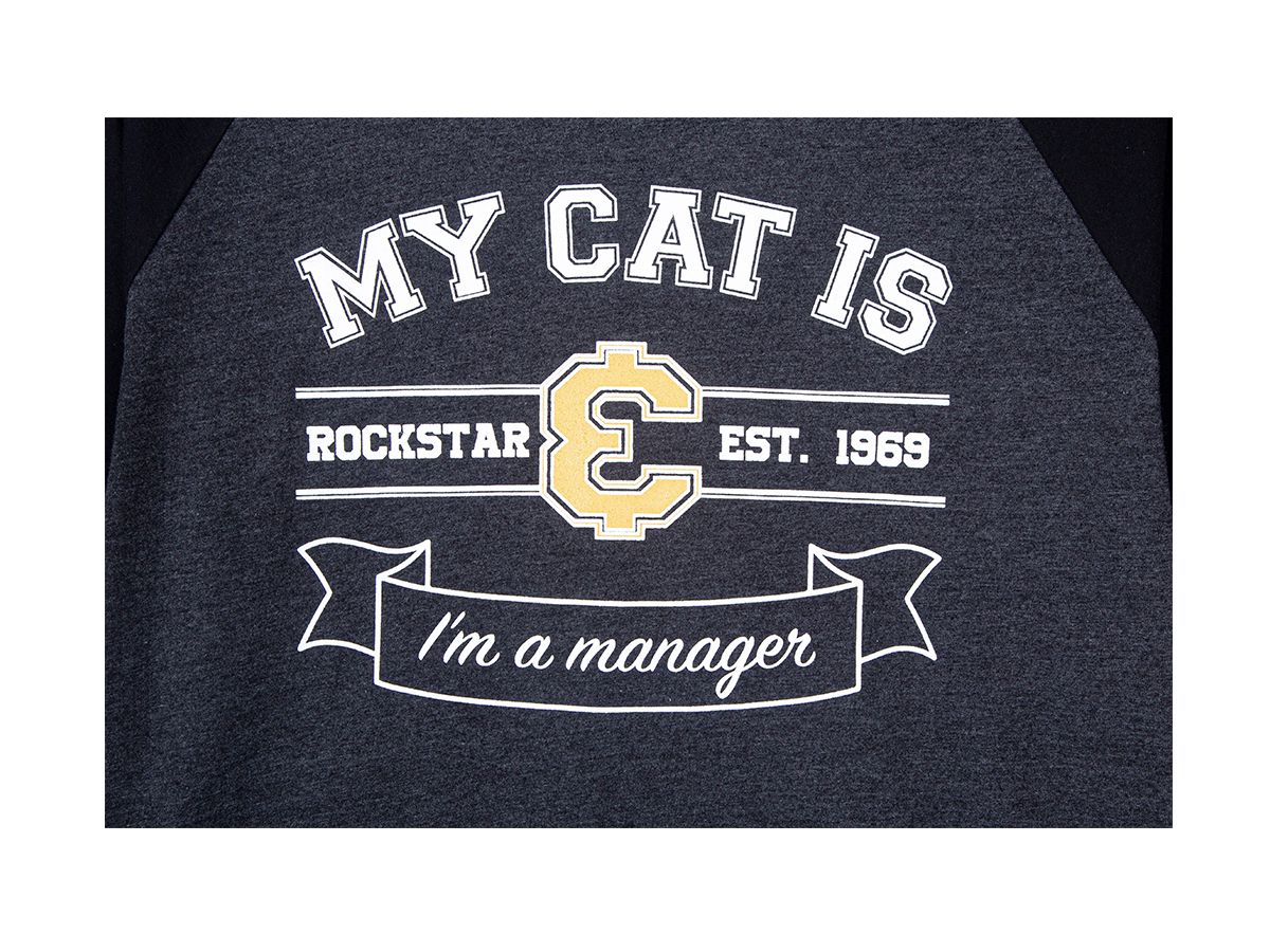 조거쉬(JOEGUSH) My cat is Rockstar Raglan T-shirt (HERITAGE VER.) (Charcoal/Black)