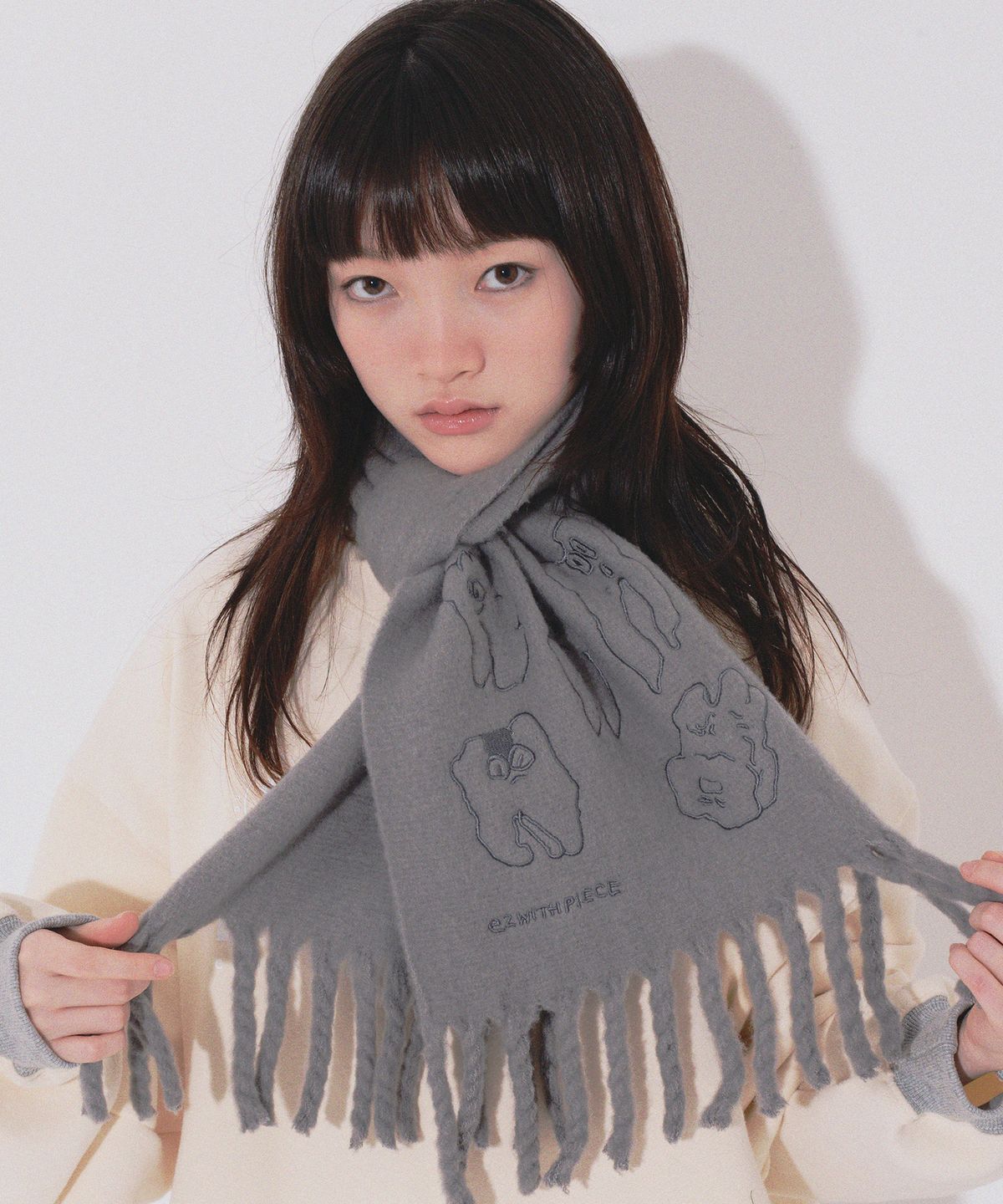 피스메이커(PIECE MAKER) TEETH HEAVY BLEND MUFFLER (CHARCOAL)