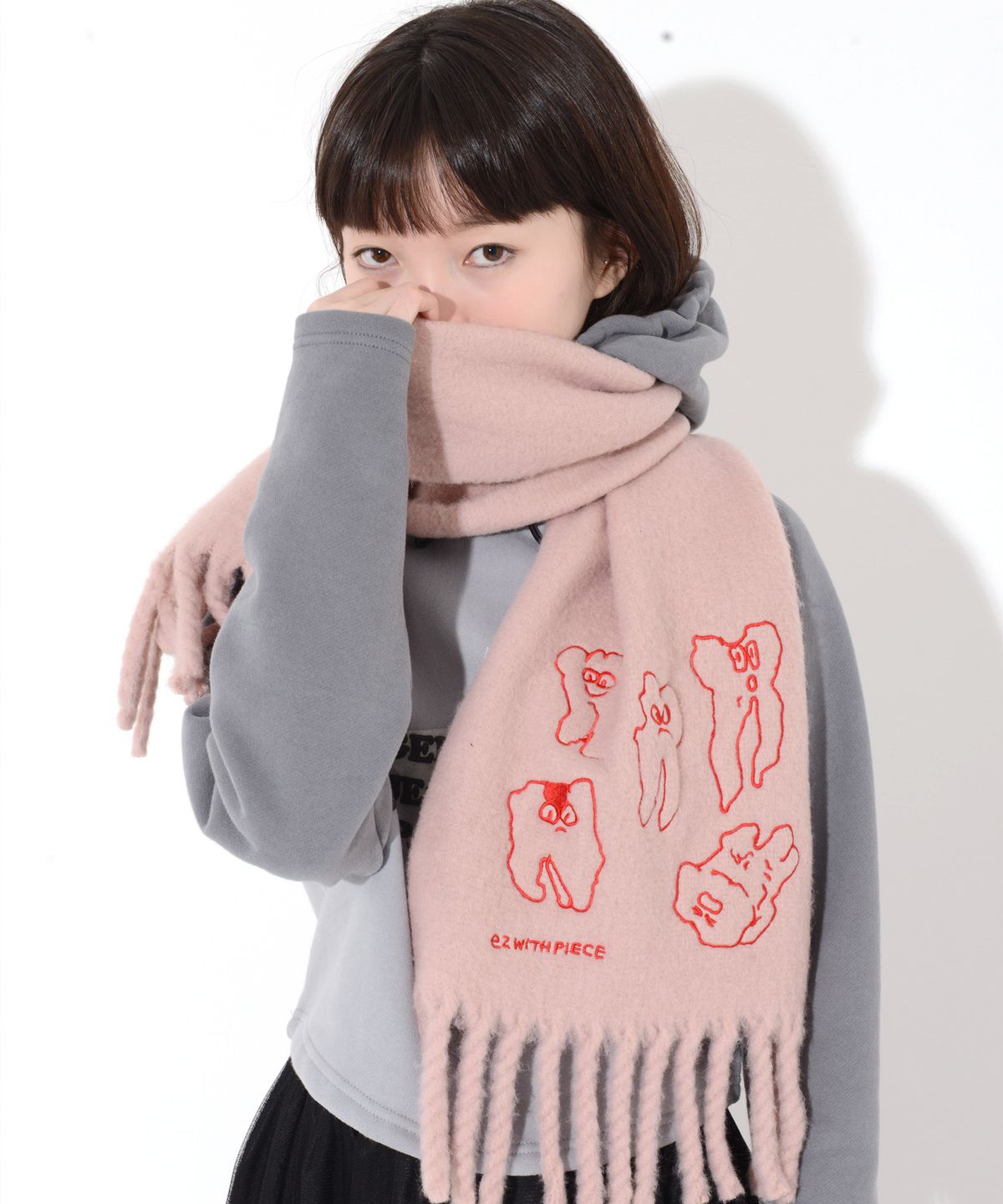 피스메이커(PIECE MAKER) TEETH HEAVY BLEND MUFFLER (PINK)