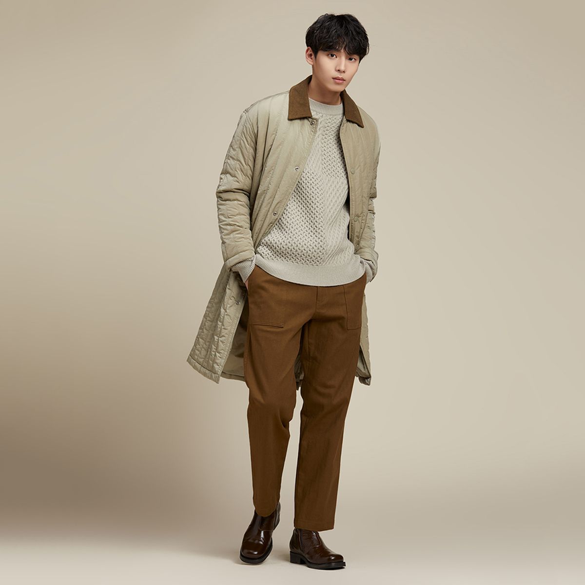 티아이포맨(T.I FOR MEN) [PLADS7] 채널 퀼팅 롱코트[익스탠드]_M228CJP408M