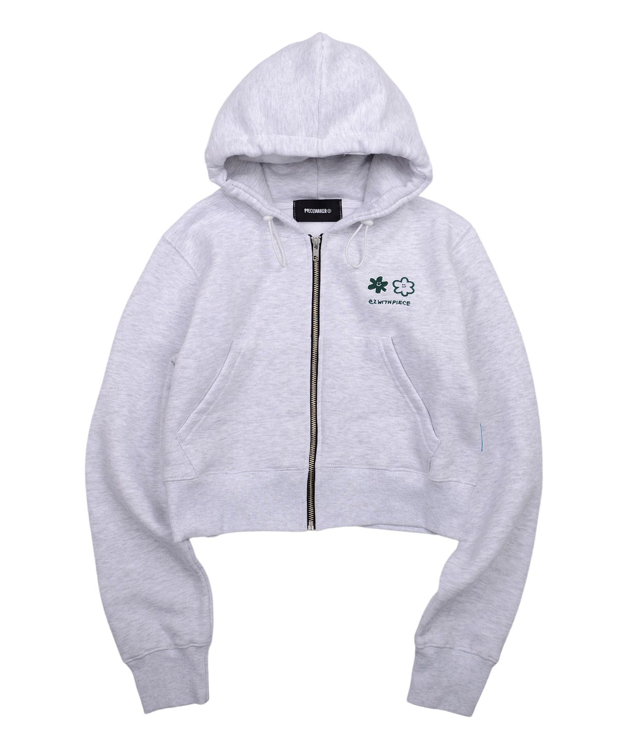 피스메이커(PIECE MAKER) DAISY CROP ZIP HOODIE (WHITE MELANGE)