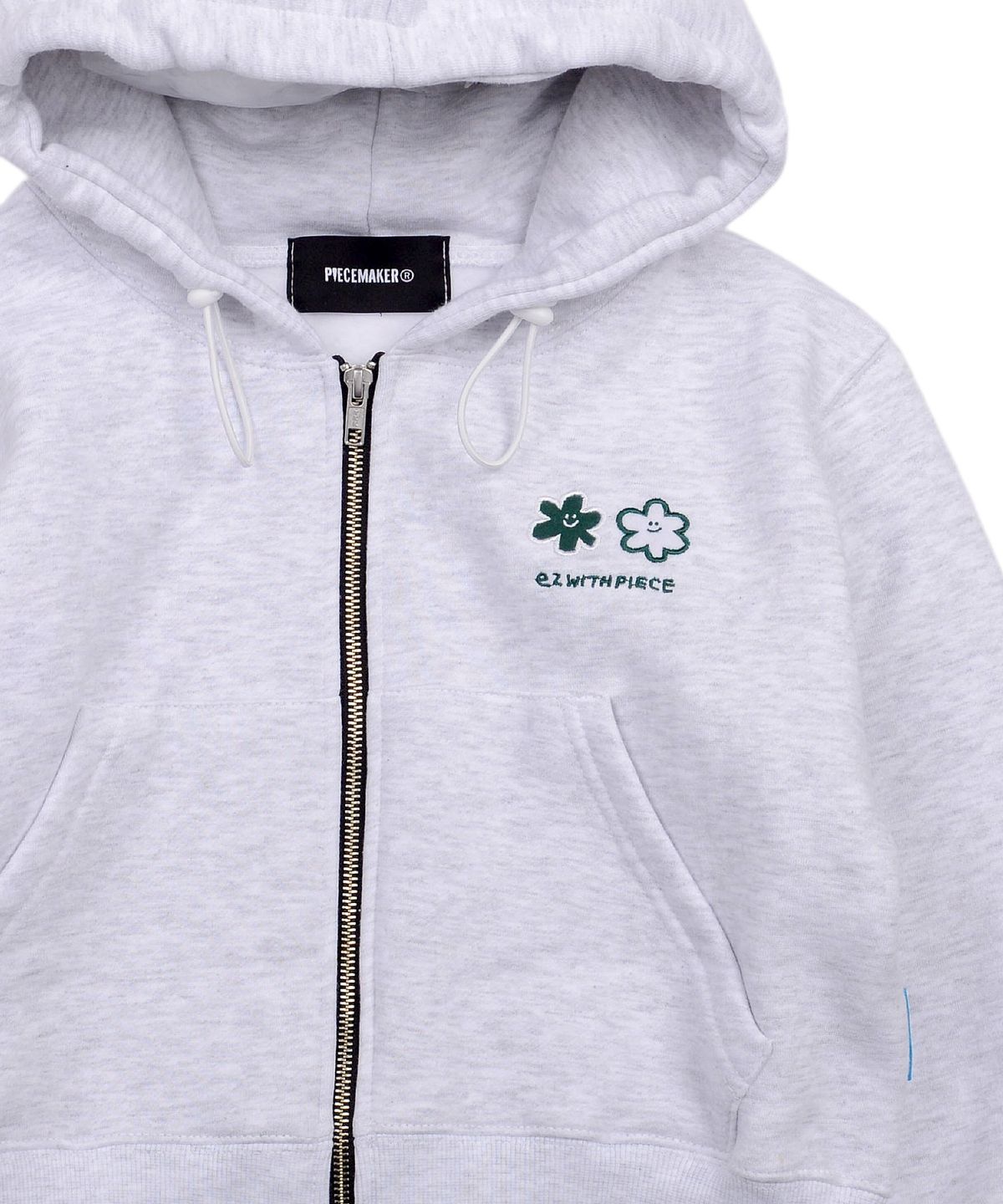 피스메이커(PIECE MAKER) DAISY CROP ZIP HOODIE (WHITE MELANGE)
