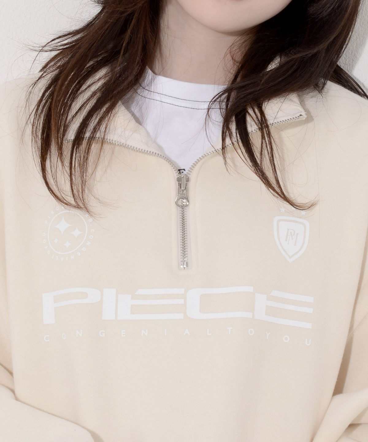 피스메이커(PIECE MAKER) PIECE TEAM HALF ZIP CREW (IVORY)