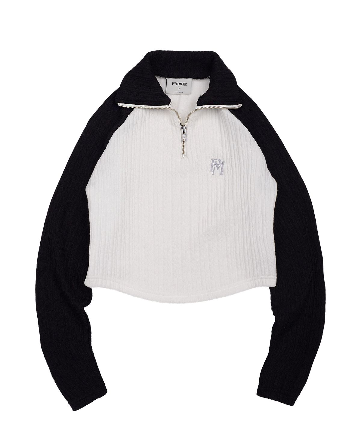 피스메이커(PIECE MAKER) OFFICIAL WAVE CROP HALF ZIP KNIT (BLACK)