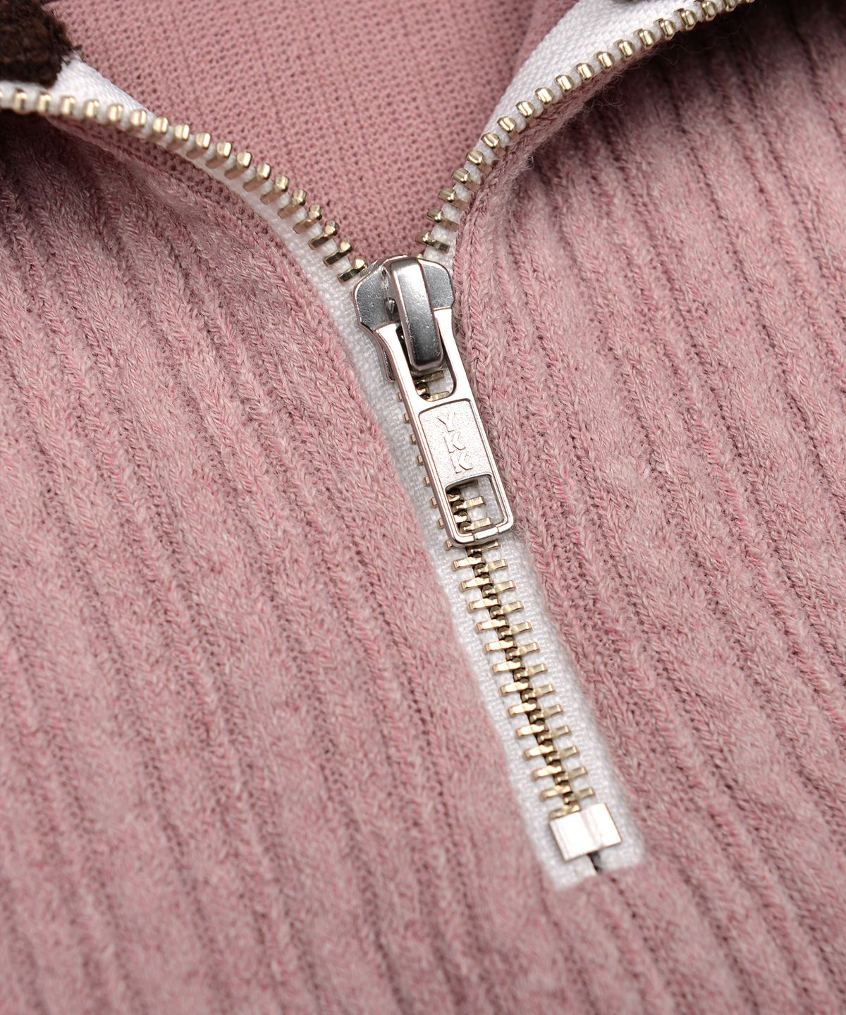피스메이커(PIECE MAKER) OFFICIAL WAVE CROP HALF ZIP KNIT (BROWN)