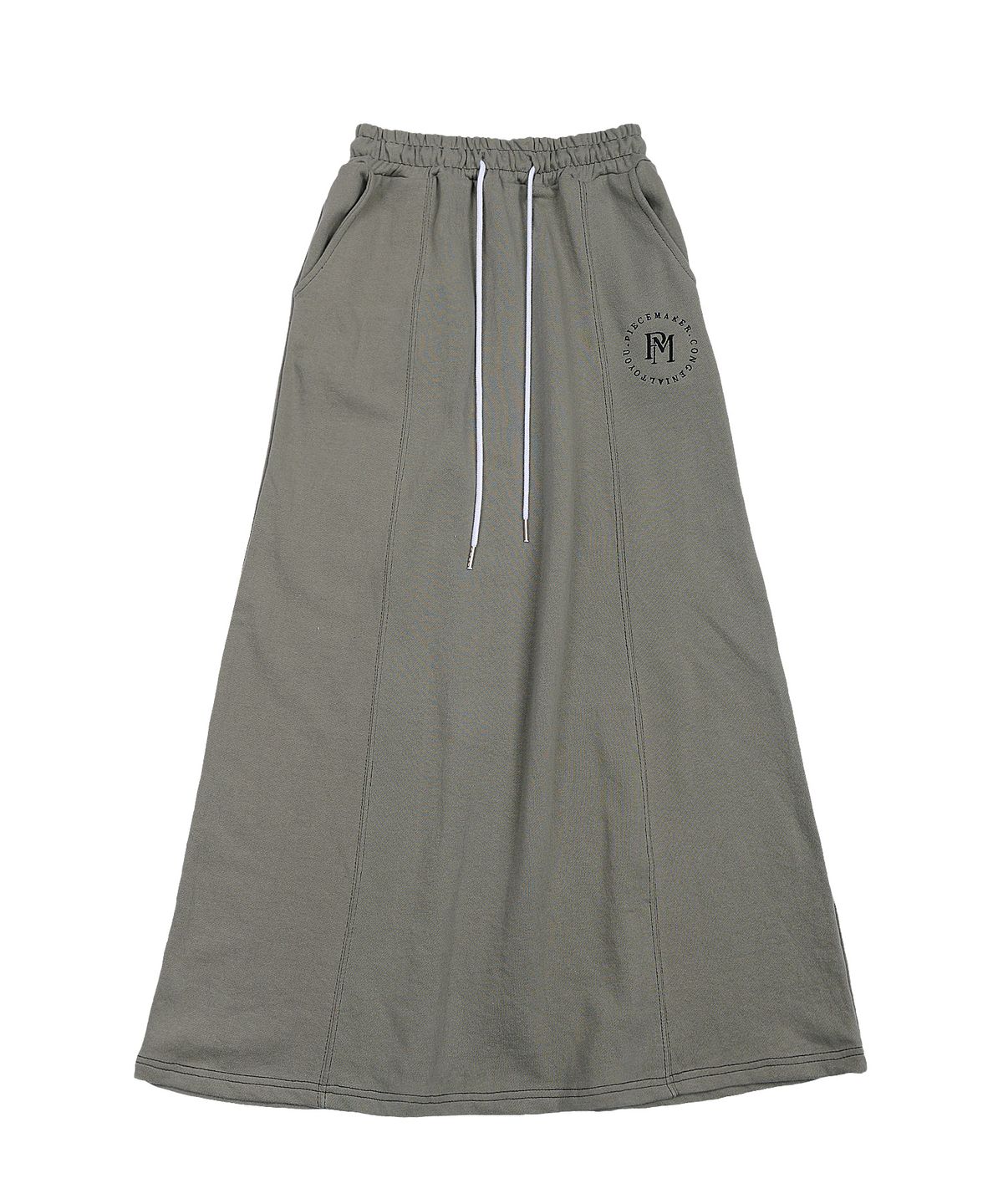 피스메이커(PIECE MAKER) STITCH SWEAT MAXI SKIRT (OLIVE)