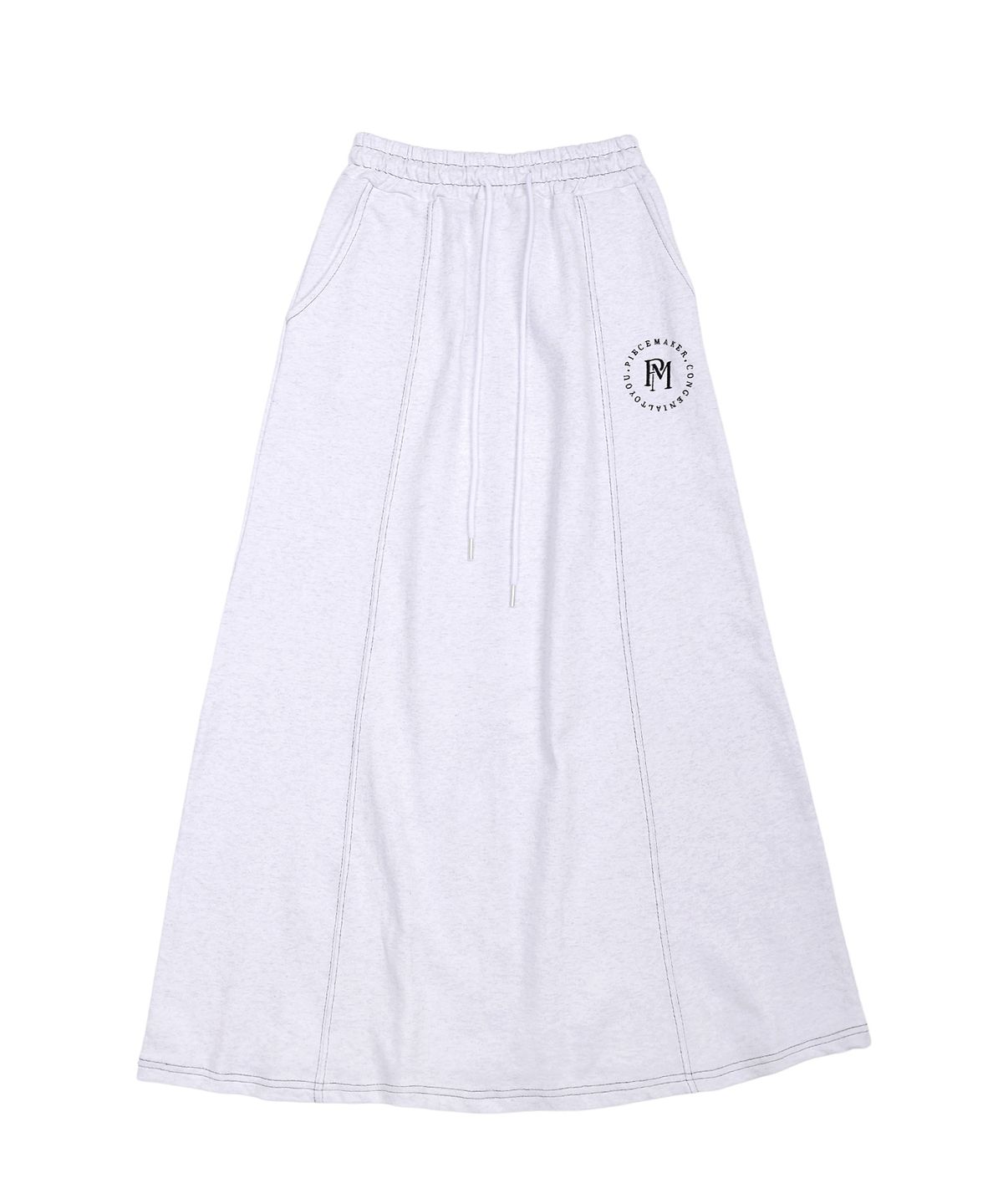 피스메이커(PIECE MAKER) STITCH SWEAT MAXI SKIRT (WHITE MELANGE)
