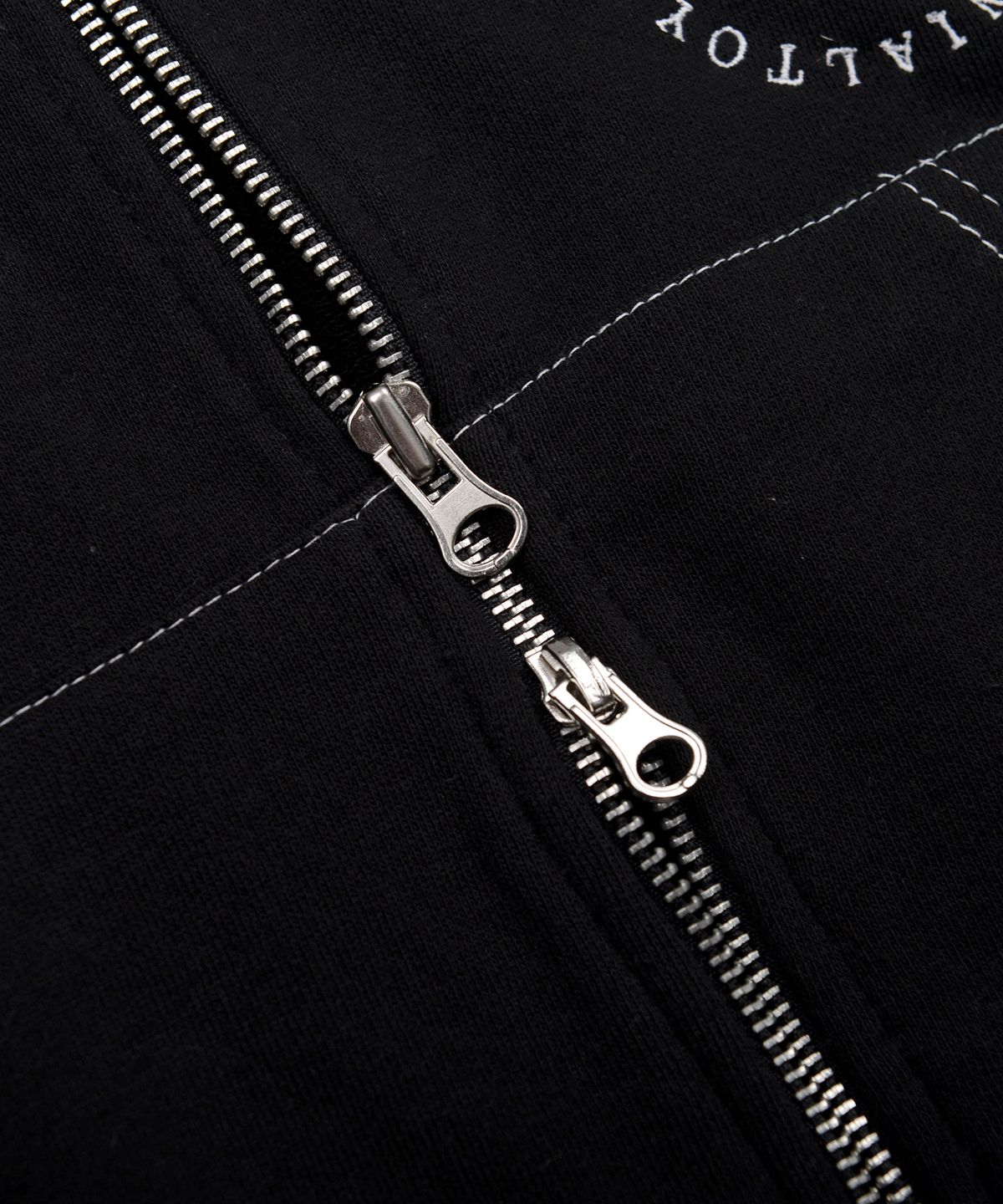 피스메이커(PIECE MAKER) STITCH CROP ZIP HOODIE (BLACK)