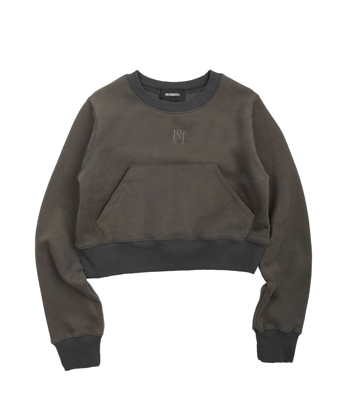 피스메이커(PIECE MAKER) OFFICIAL STITCH CROP SWEATSHIRTS (OLIVE)