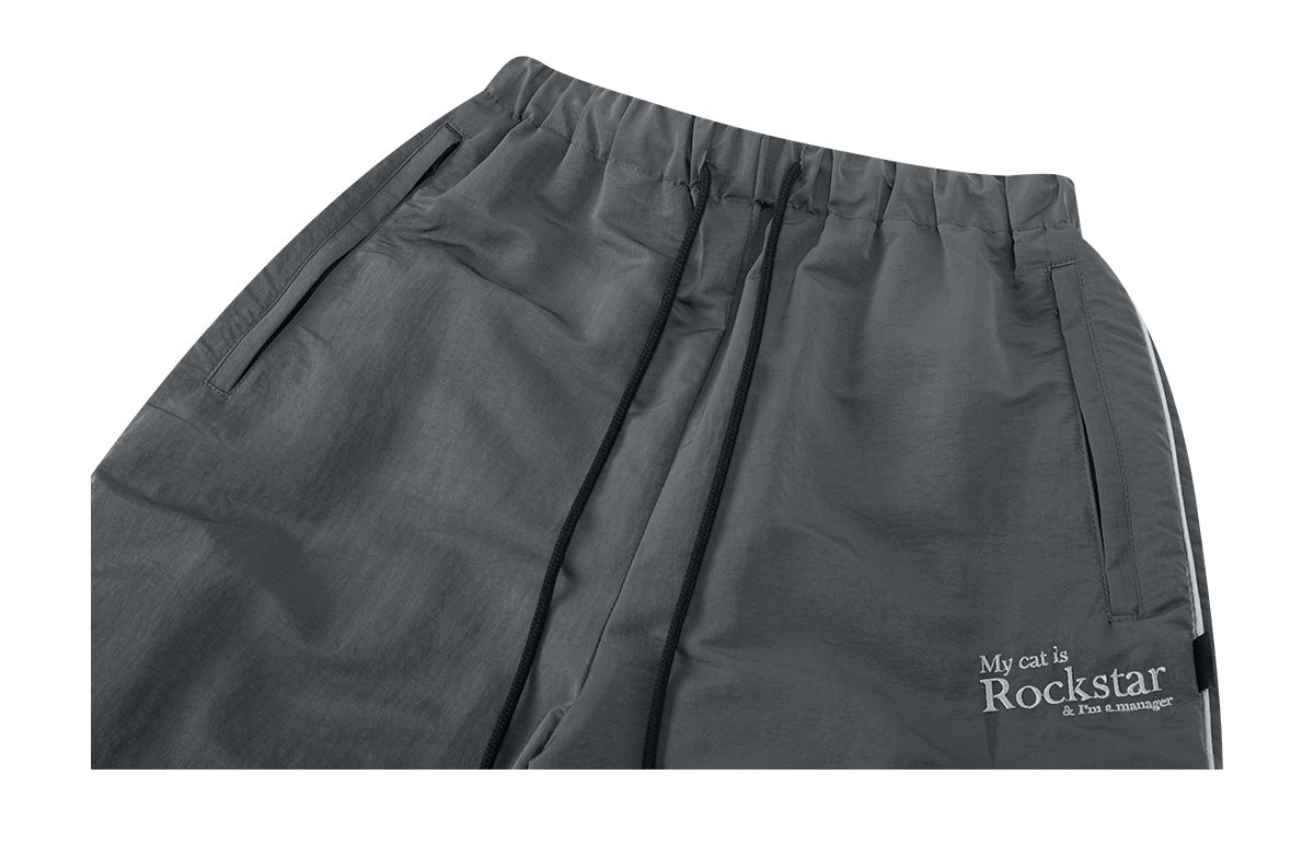 조거쉬(JOEGUSH) My cat is Rockstar Nylon Track pants (Charcoal)