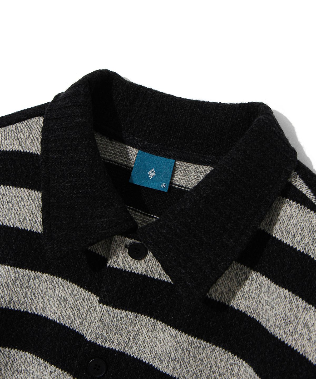 다이아몬드 레이라(DIAMOND LAYLA) Striped collar cardigan shirt C7 Oatmeal&Black