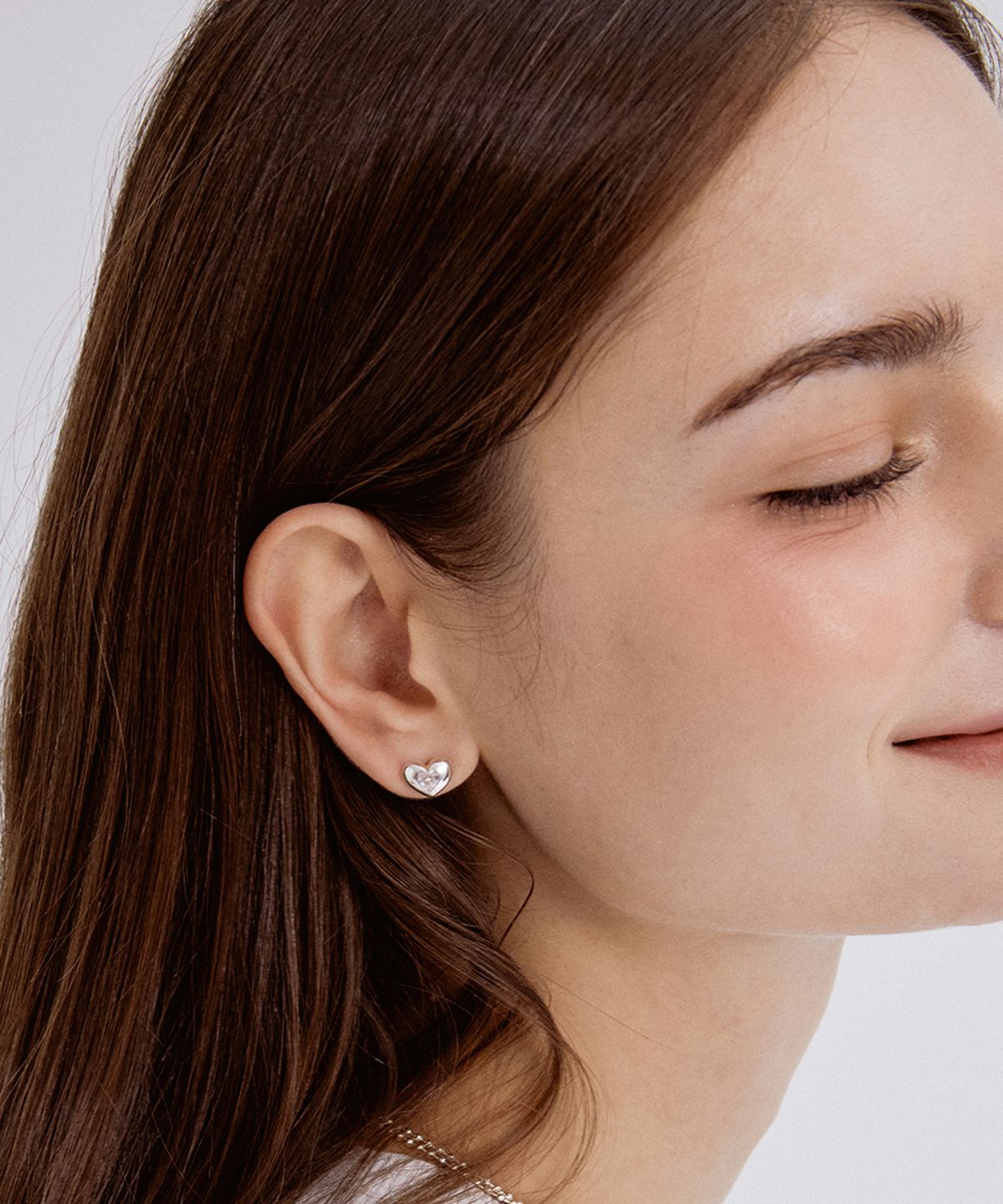 타티아나(TATIANA) (SILVER925) Heart Cubic Petit Plump Earring EC1922