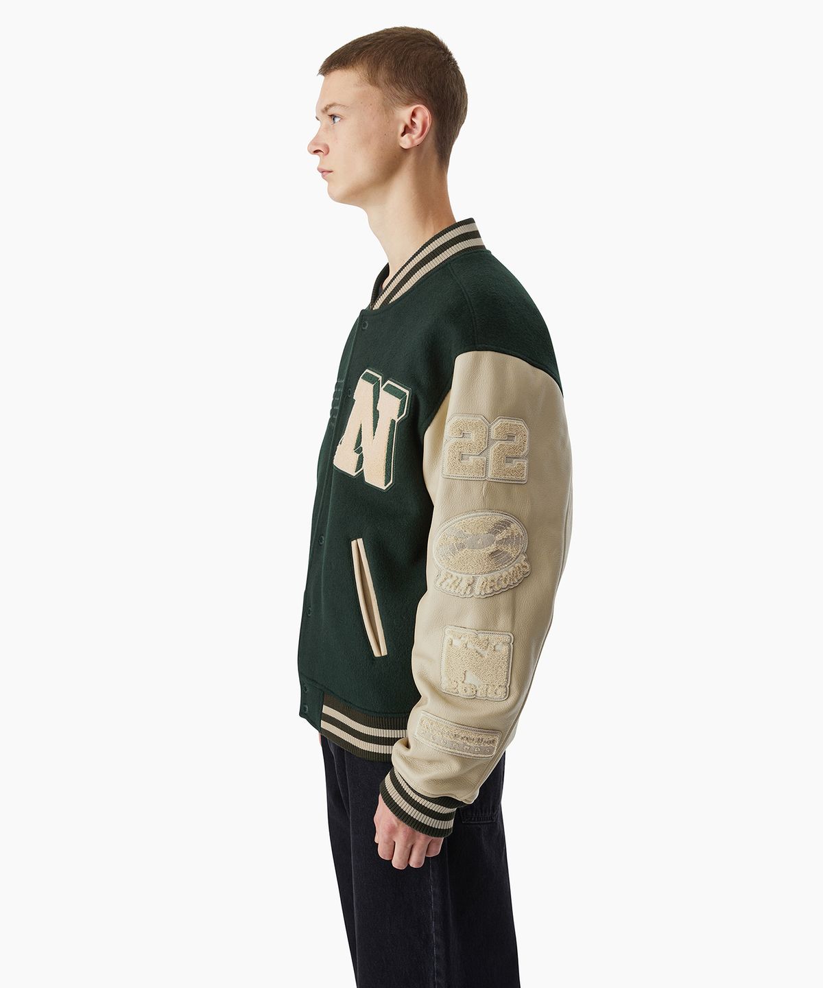 디스이즈네버댓(THISISNEVERTHAT) Records Varsity Jacket Green