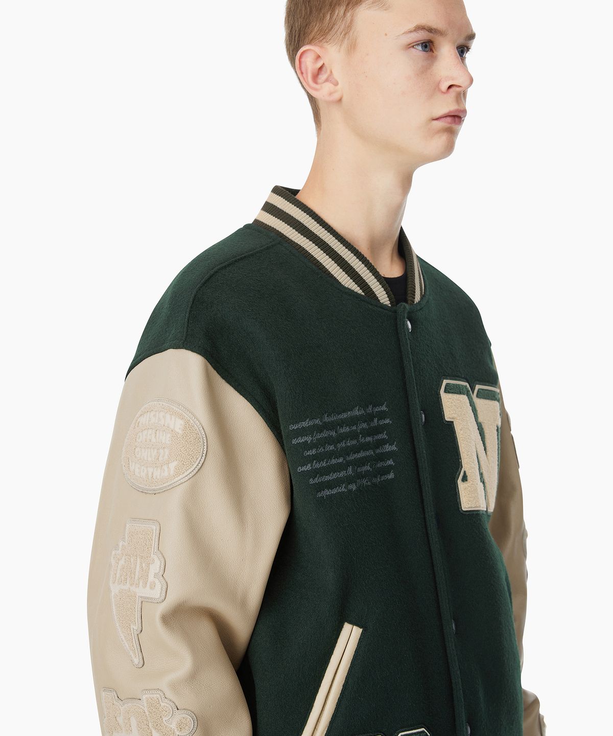 디스이즈네버댓(THISISNEVERTHAT) Records Varsity Jacket Green