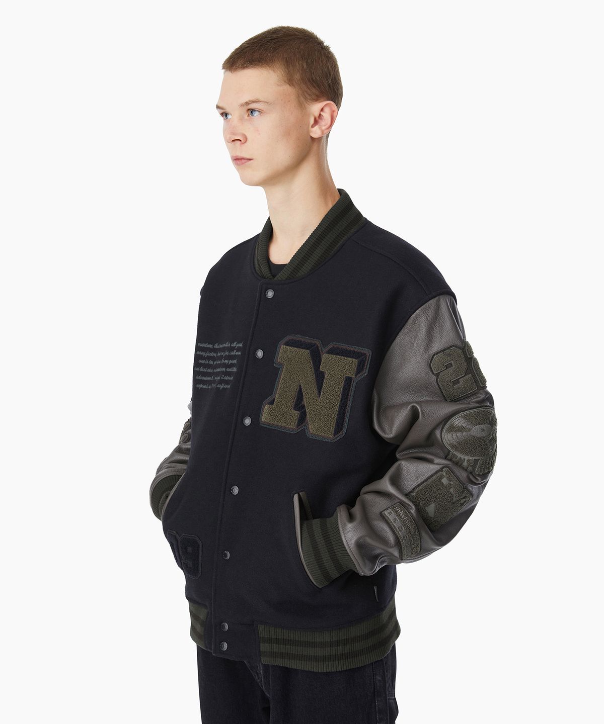 디스이즈네버댓(THISISNEVERTHAT) Records Varsity Jacket Navy
