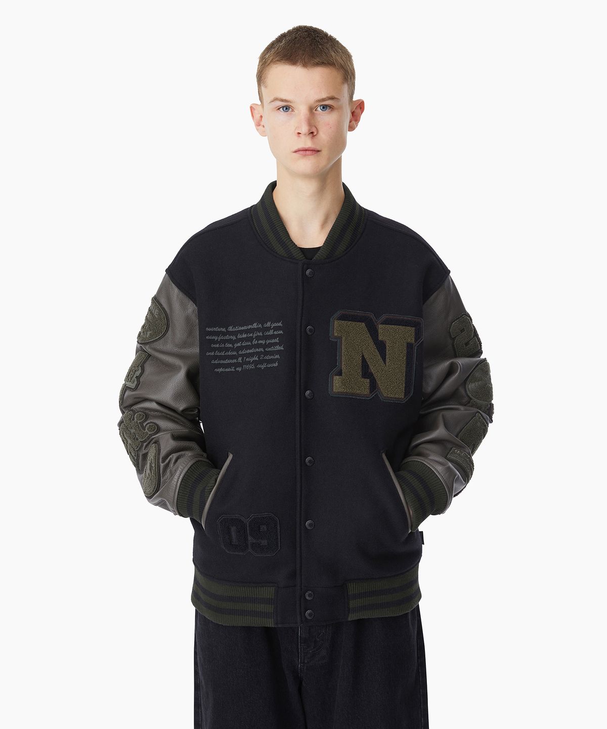 디스이즈네버댓(THISISNEVERTHAT) Records Varsity Jacket Navy