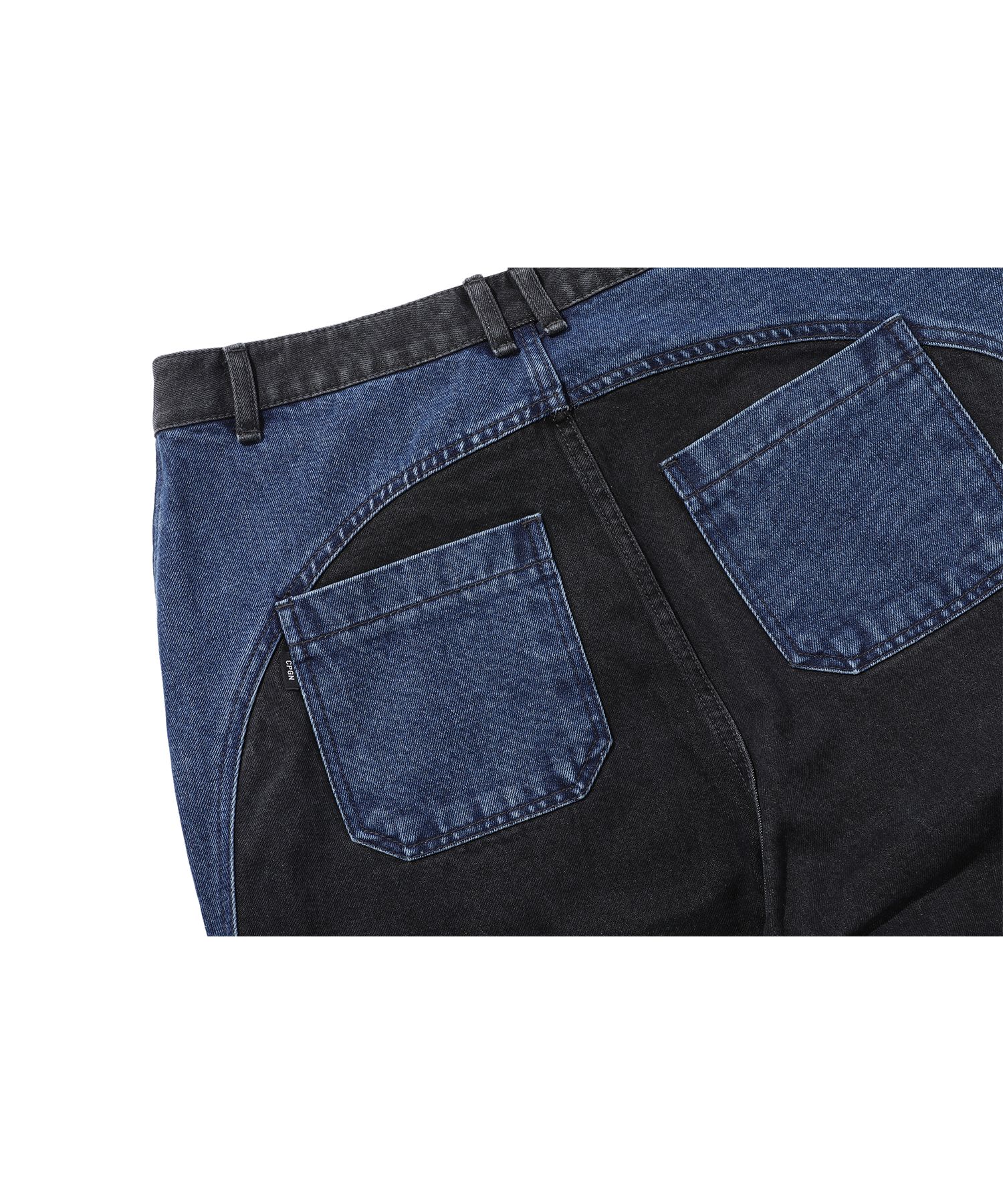 ★CPGN STUDIO_COMPAGNO★ Western Wide Denim Pants Indigo Kha MUSINSA | CPGN STUDIO Mixed Cut Wide Denim Pants Indigo Black