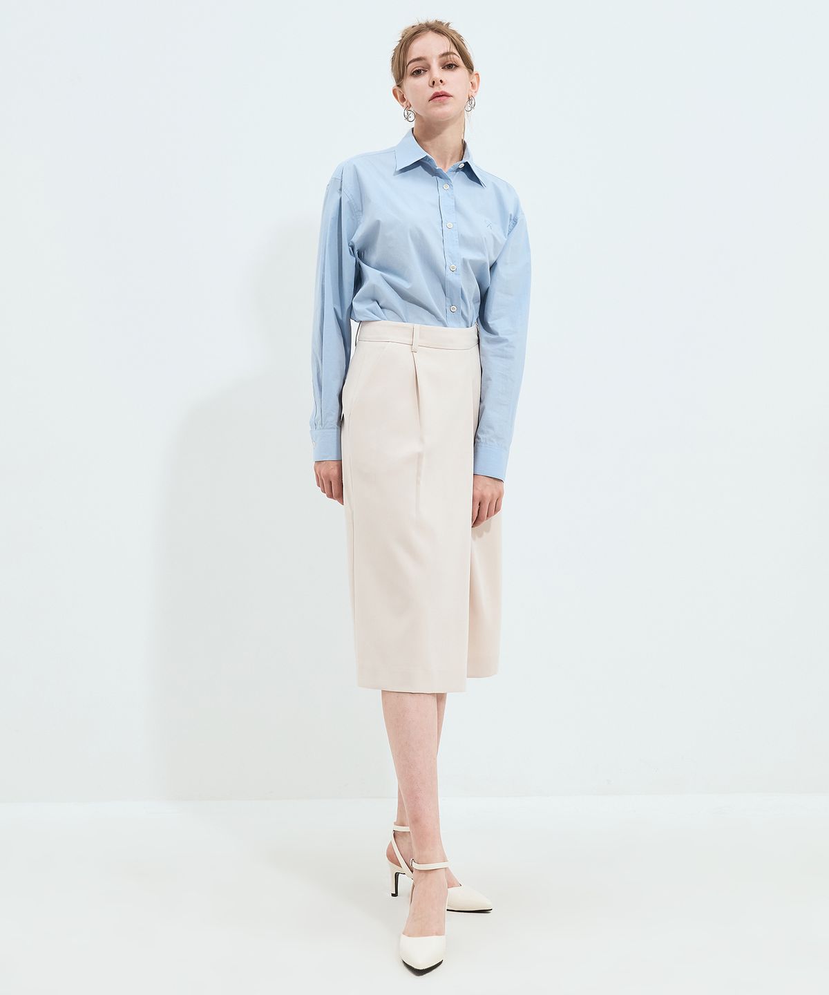 솔트앤초콜릿(SALT AND CHOCOLATE) A라인 플리츠 스커트 연베이지 4W223Z201