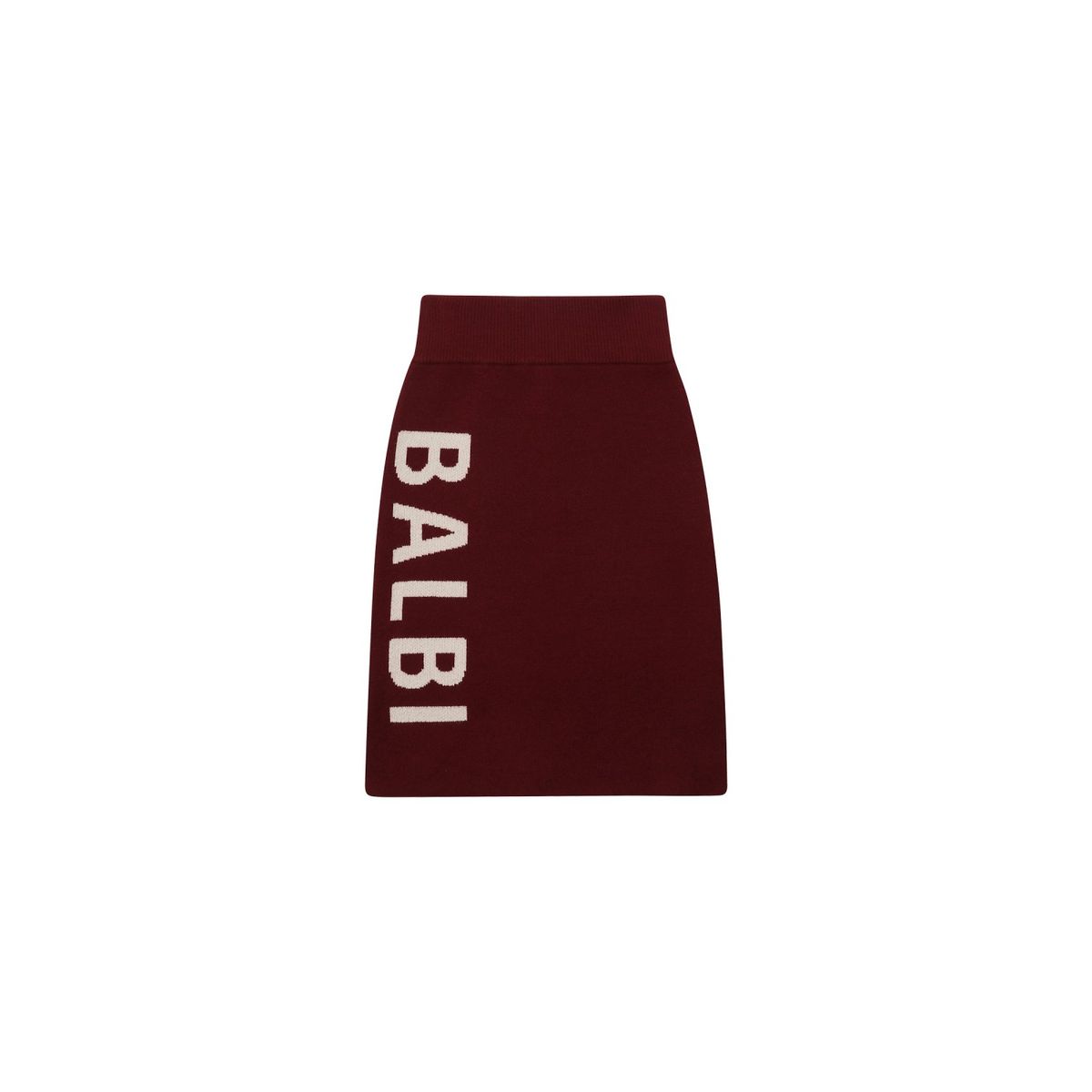 발비(BALBI) 빅로고 허리밴딩 미디 니트스커트