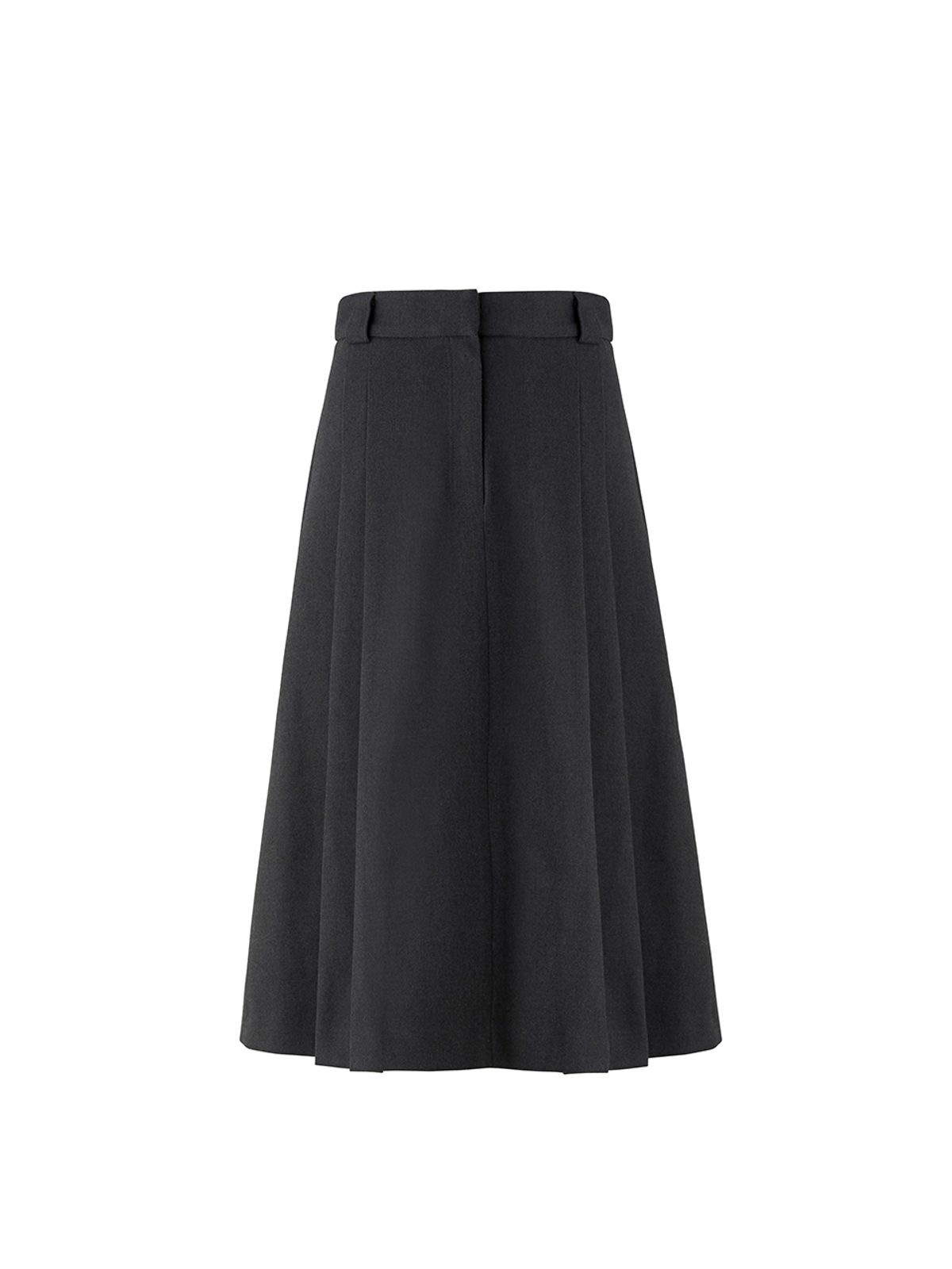 비뮤즈맨션(BEMUSE MANSION) Side pleated midi skirt - Charcoal