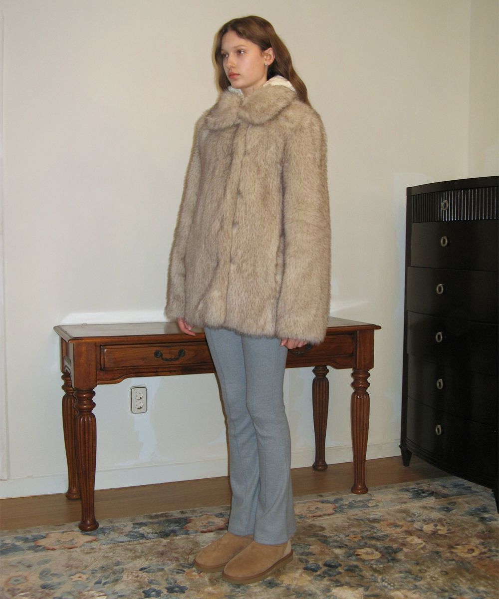 MUSINSA | SINOON HEAVY MIX FUR JACKET (ASH BROWN)